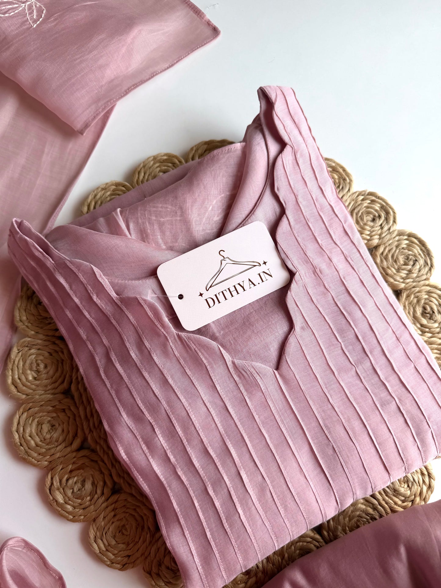 K638 - Mul chanderi embroidered Anarkali with pants and dupatta