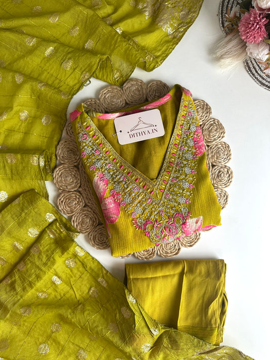 K489 - Roman silk straight Kurti with pants and dupatta