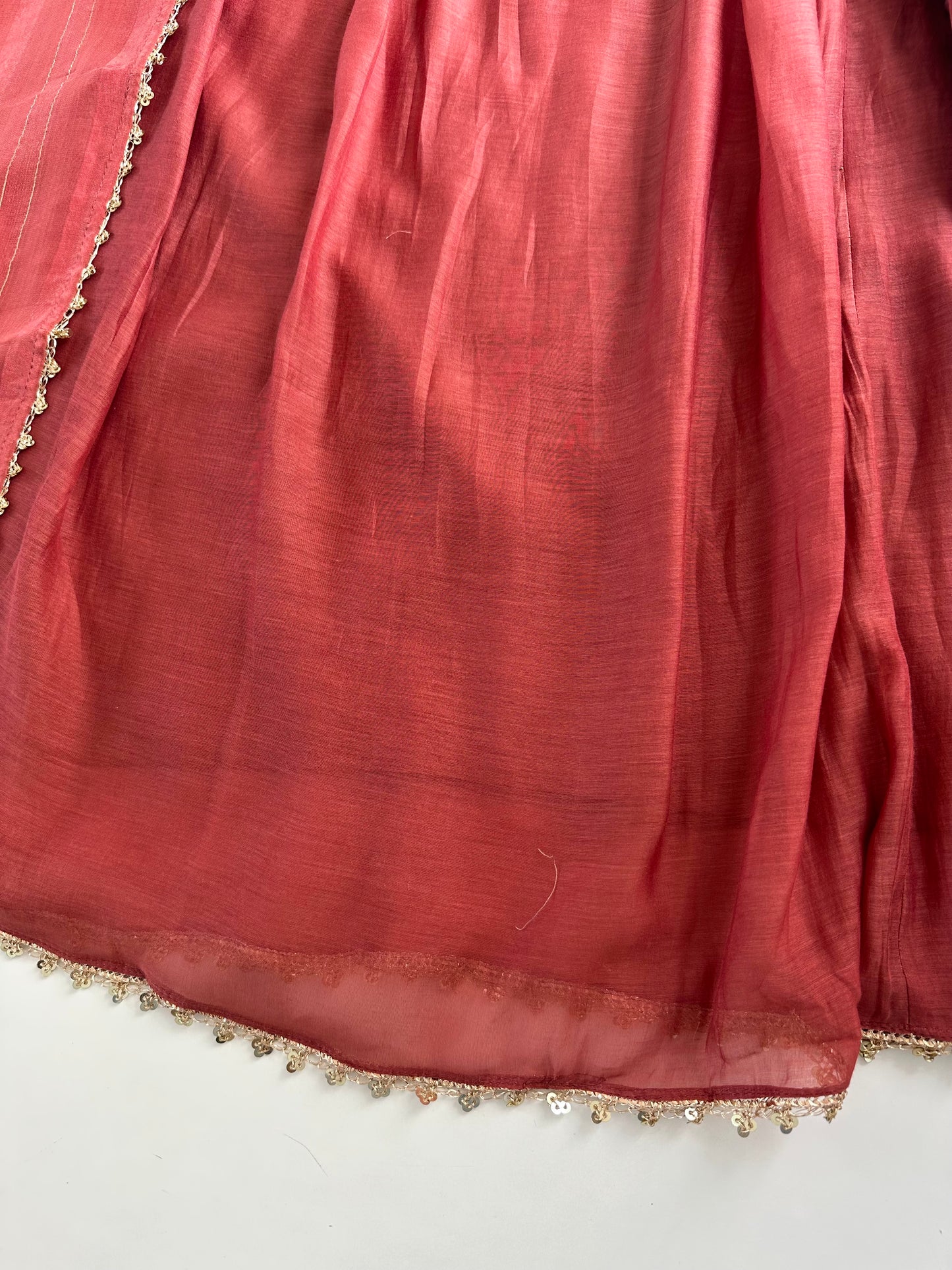 K093 - Mul Chanderi handwork Aline Kurti with pants and dupatta in 2 colours