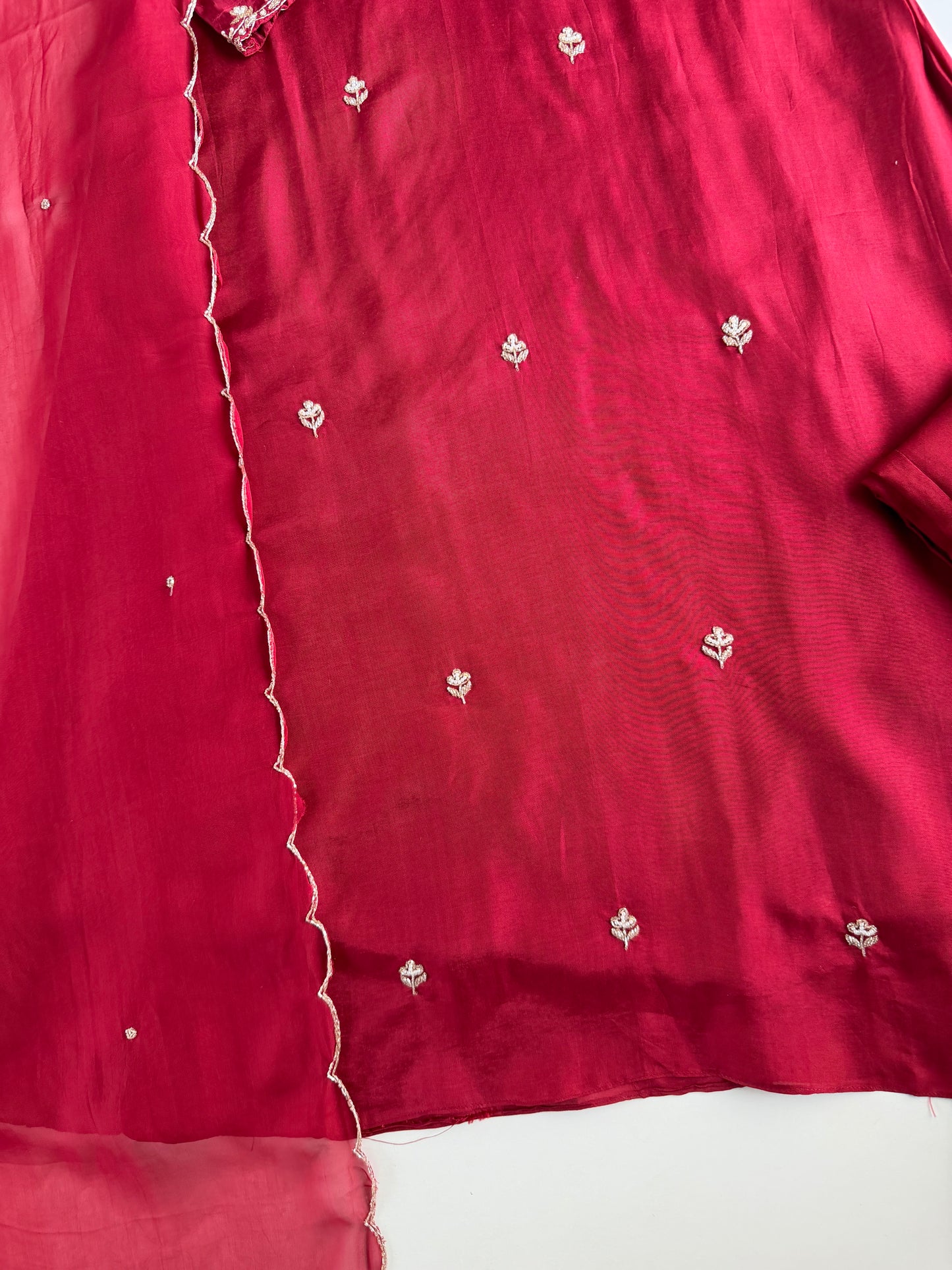 K206 - Russian silk handwork aline Kurti with pants and dupatta