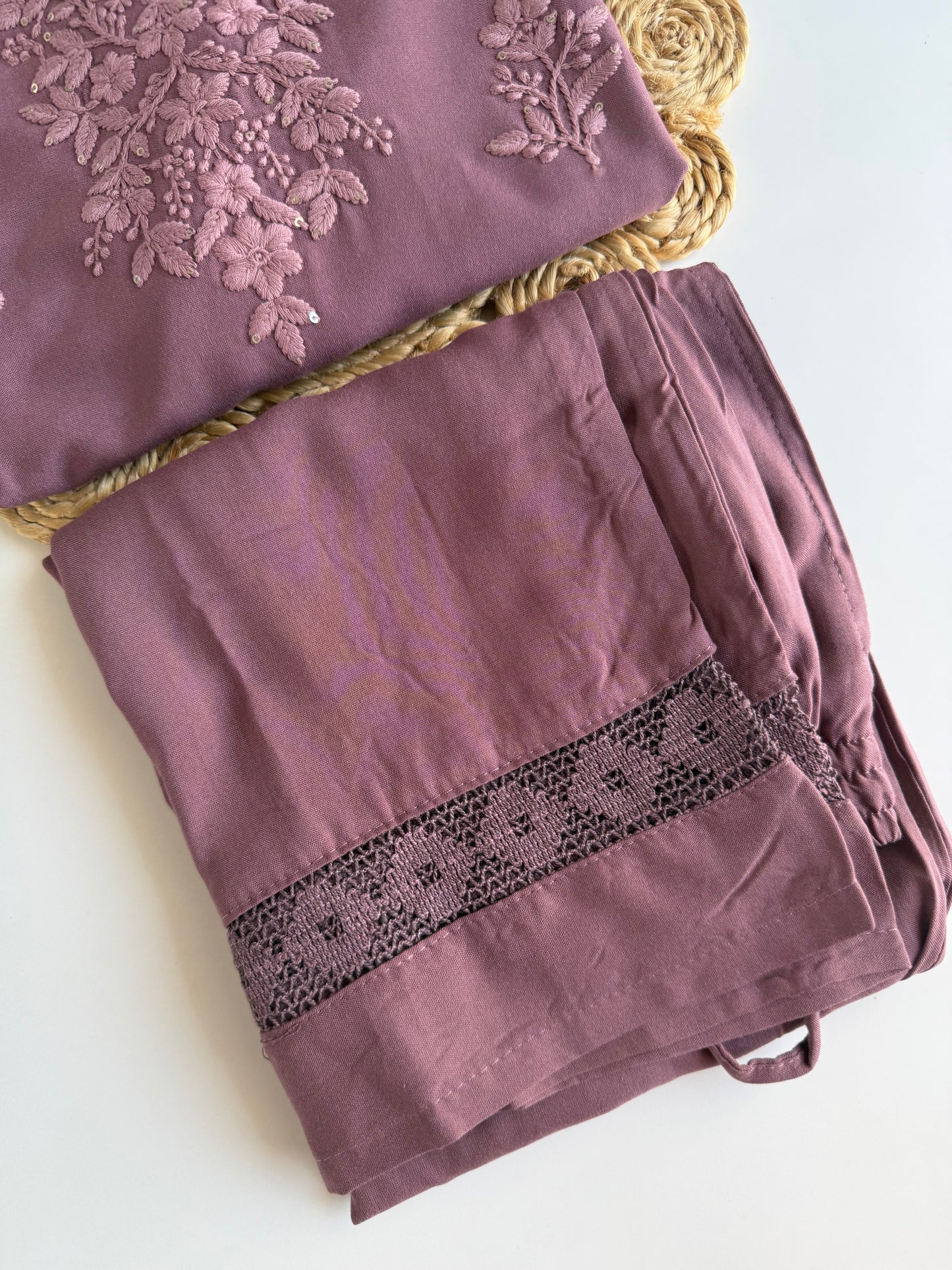 K709 - Muslin embroidered straight Kurti with pants
