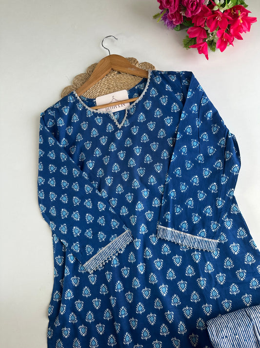 D569-Cotton straight Kurti with pants