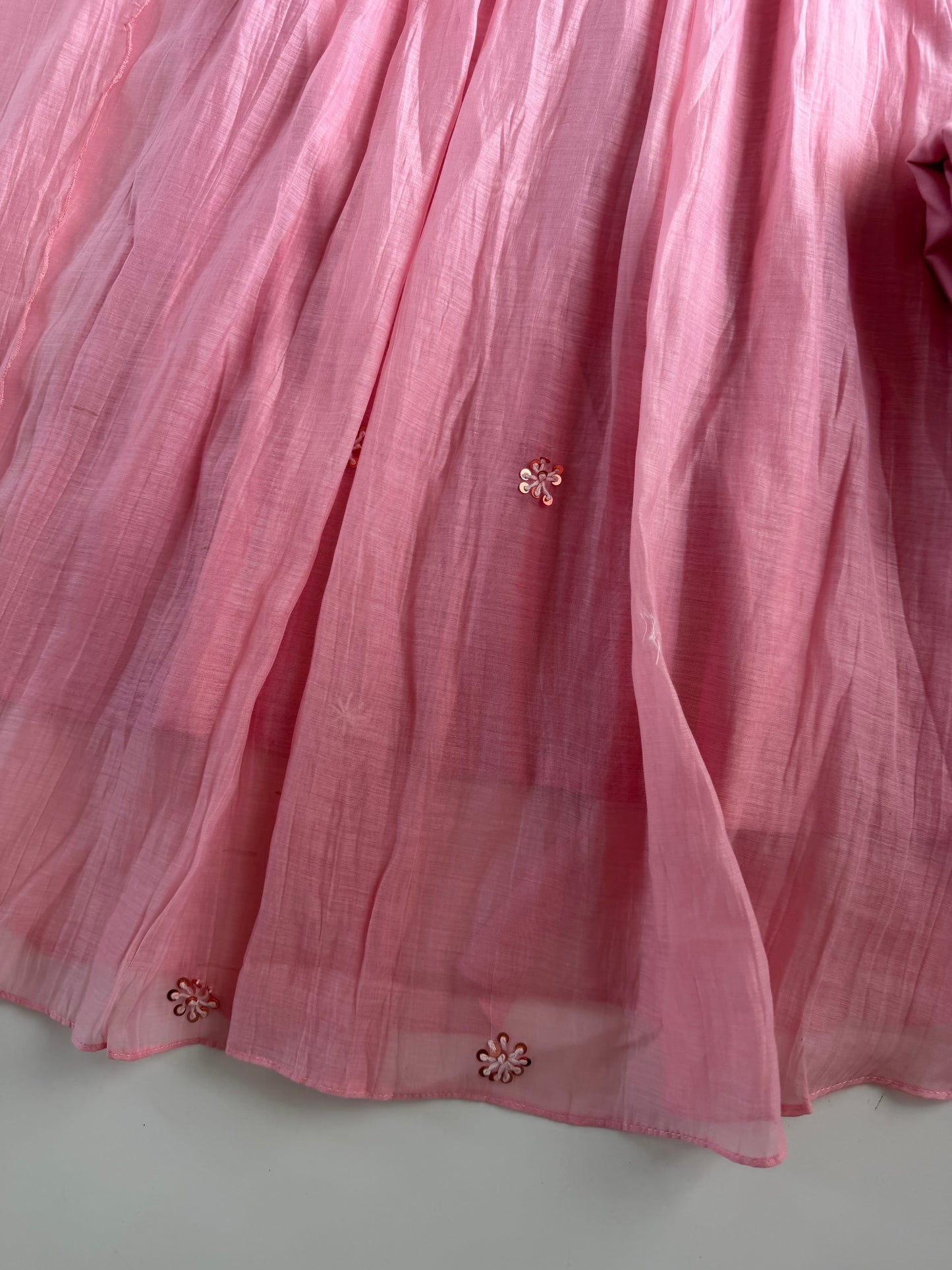 K678 - Mul chanderi embroidered Anarkali with pants and dupatta