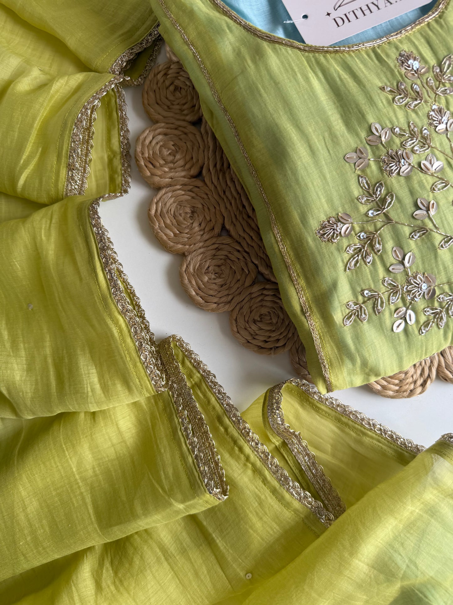K704 - Mul chanderi handwork Anarkali with pants and dupatta