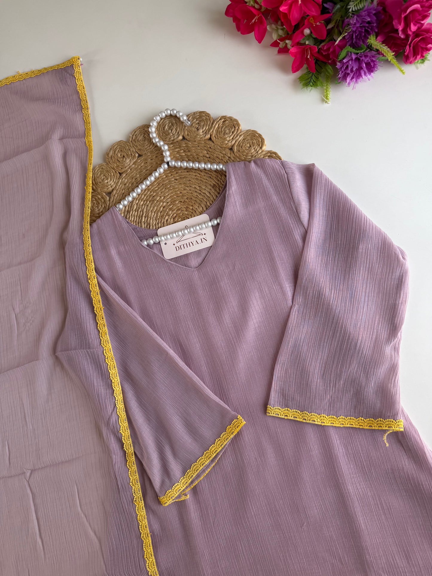 K636 - Crushed imported fabric Anarkali with pants and dupatta