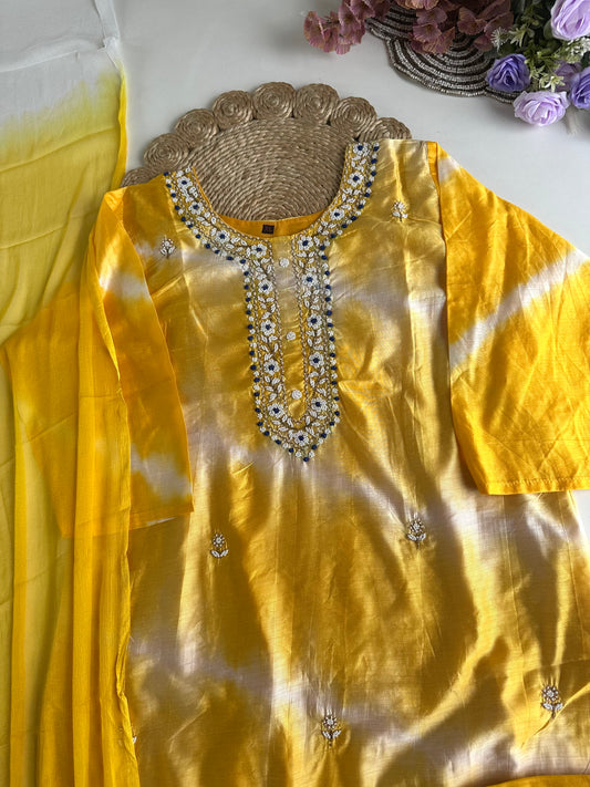 D282 - Dola silk straight kurti with pants and dupatta