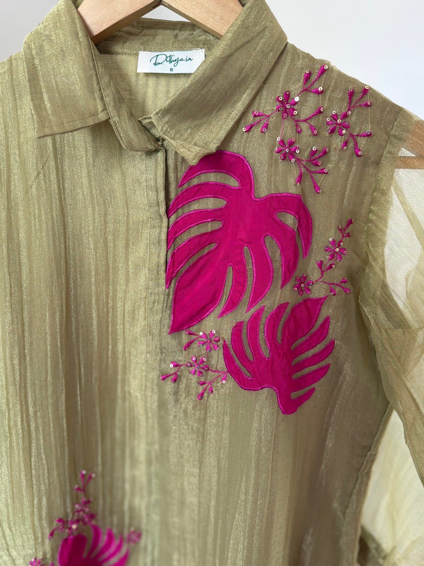 K565 - Tissue silk appliqué coord set in 2 colours