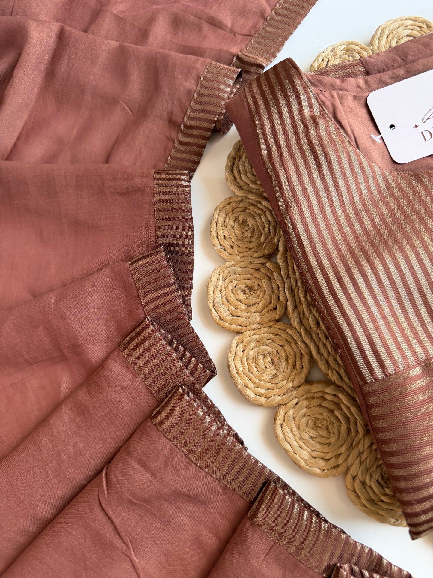 K294 - Mul chanderi zari Aline Kurti with pants and dupatta