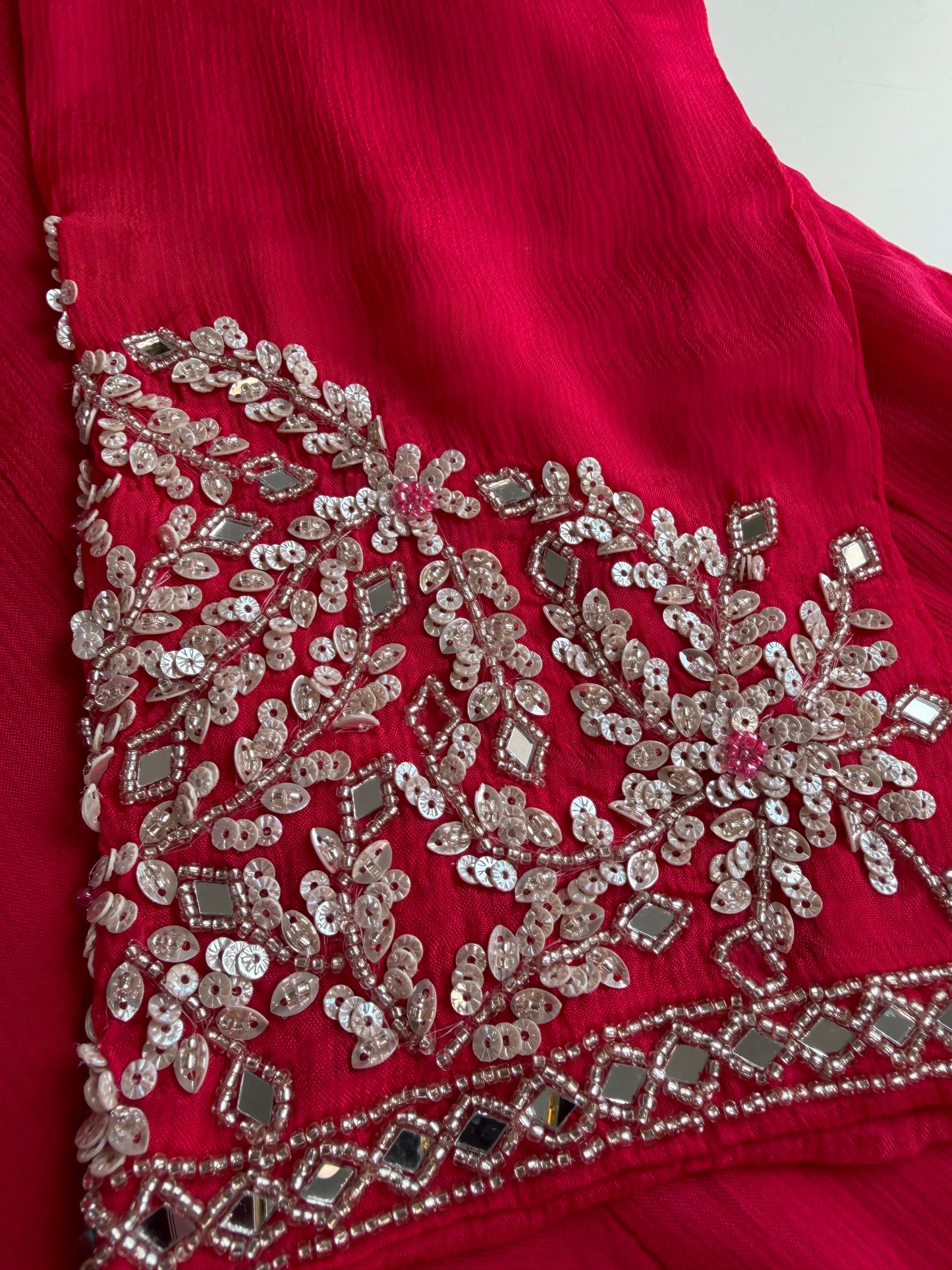 K538 - Chinnon handwork Anarkali with pants and dupatta in 2 colours