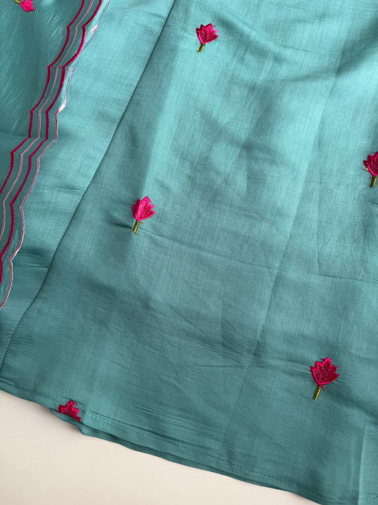 K721 - Surat mul chanderi embroidered Aline Kurti dupatta set