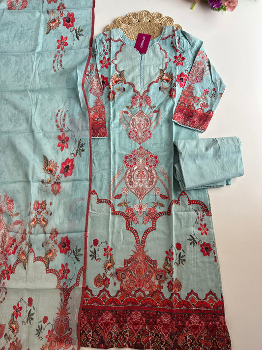 K005 - Mul Cotton straight Kurti with pants and dupatta