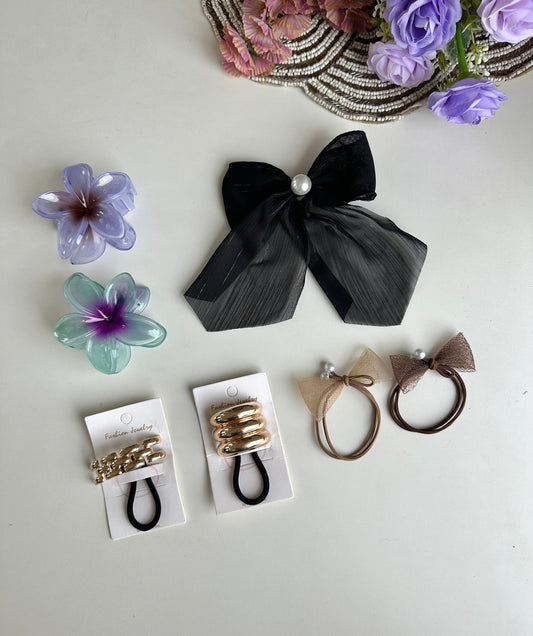 A042 - Combo - 4 Hair Band,2Hair clip,1 Bow clip