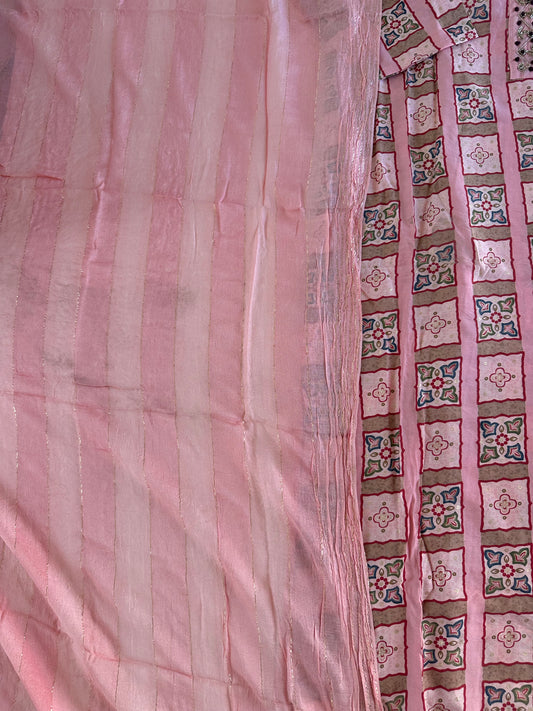 D385 - Muslin silk straight kurti with pants and dupatta