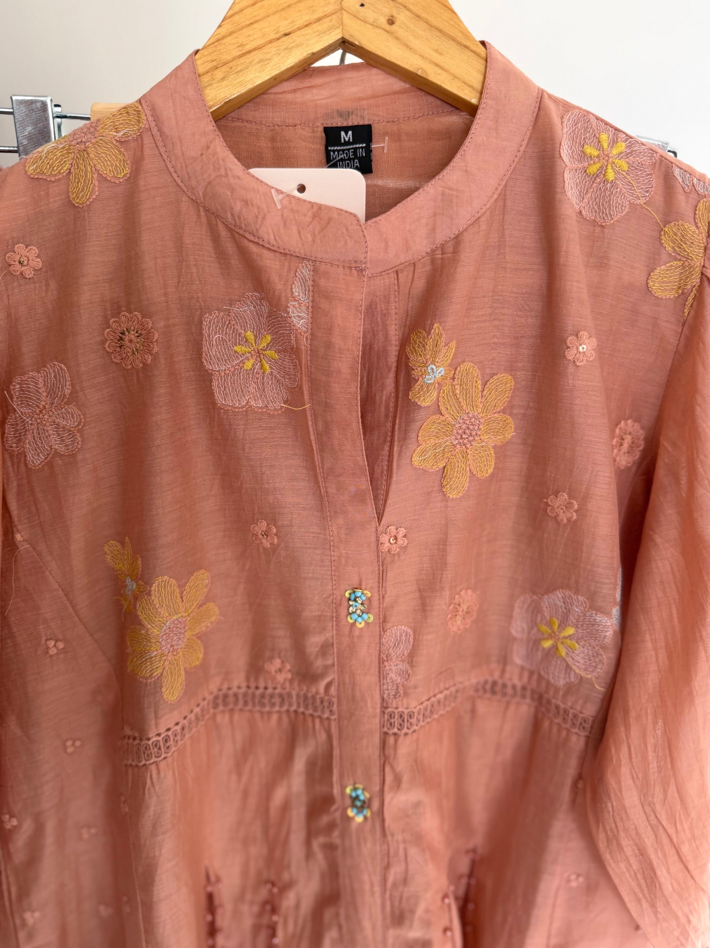 K555 - Mul chanderi embroidered coord set