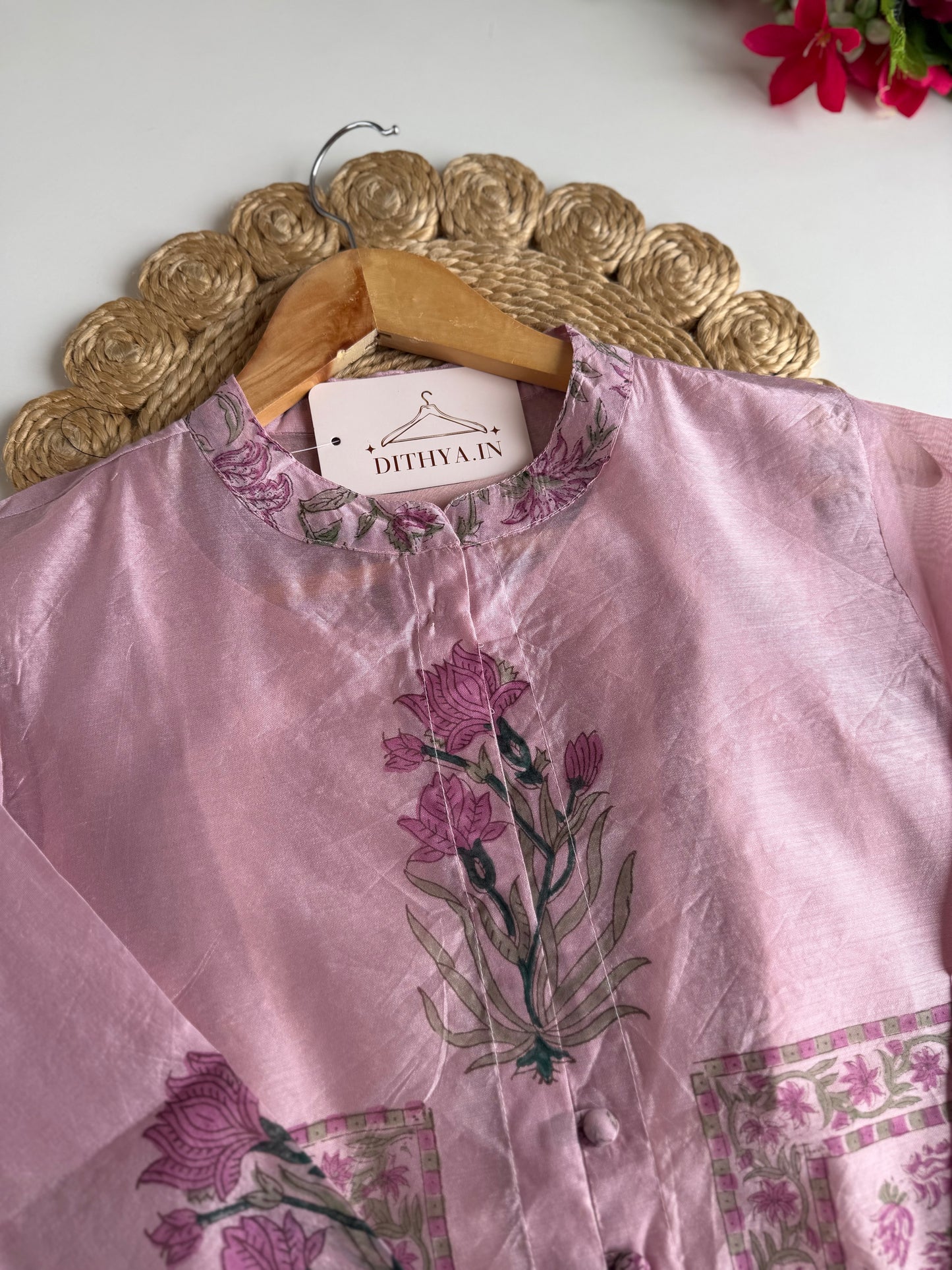 K140 - Chanderi block print coord set