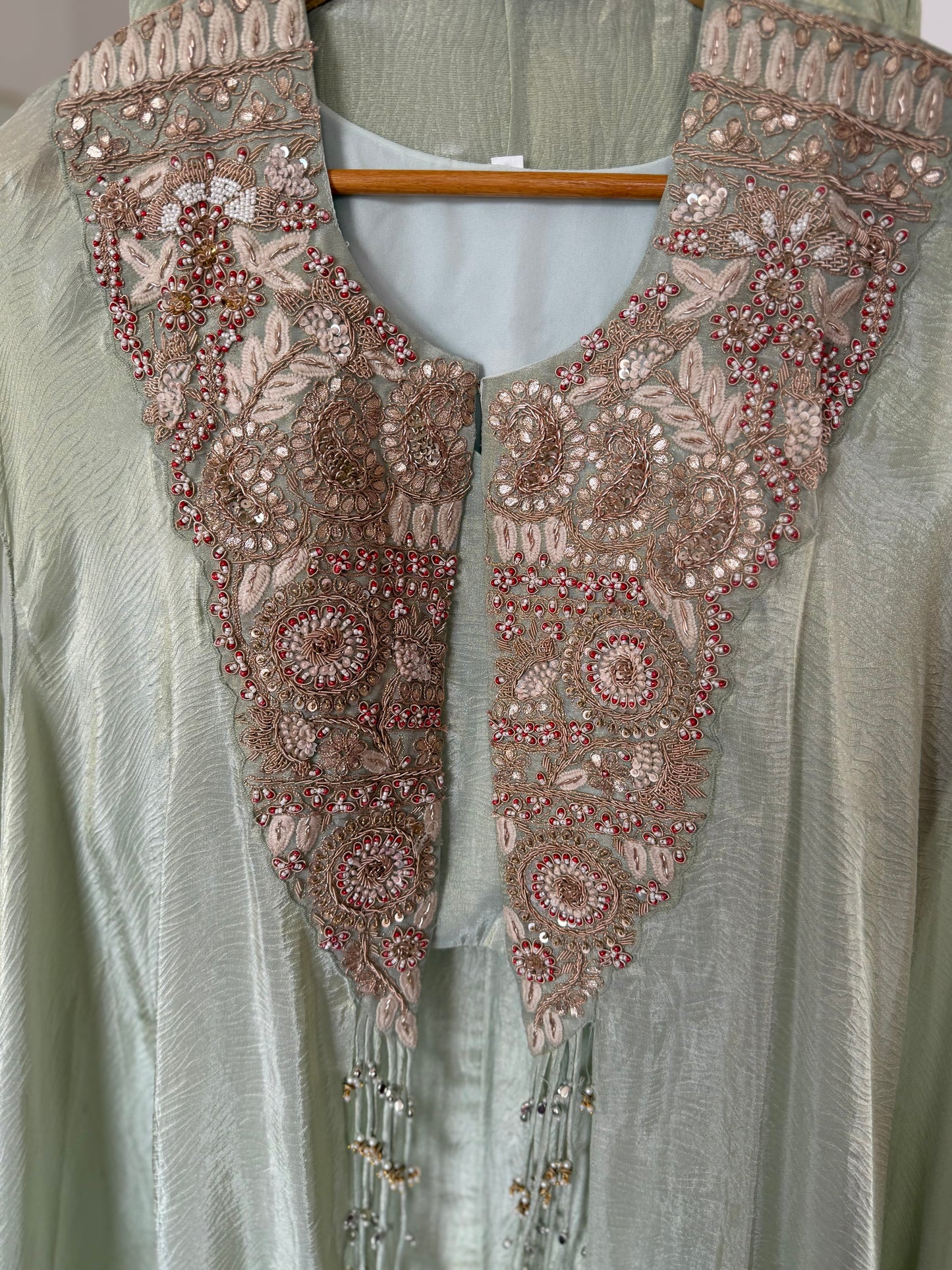 K577 - Tissue silk handwork kaftan with divider pants