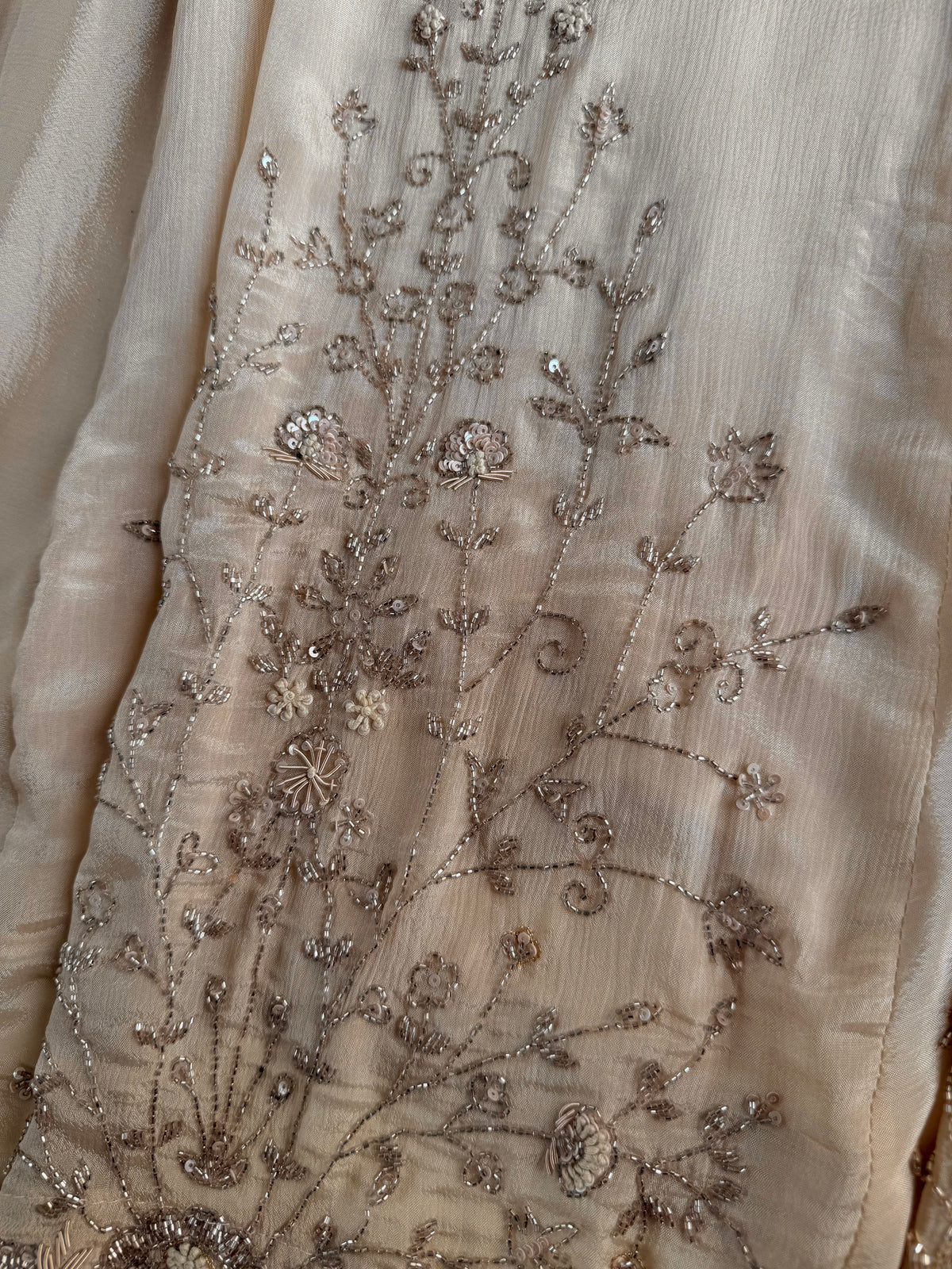 K234 - Pure Chinnon heavy handwork Anarkali with pants and dupatta