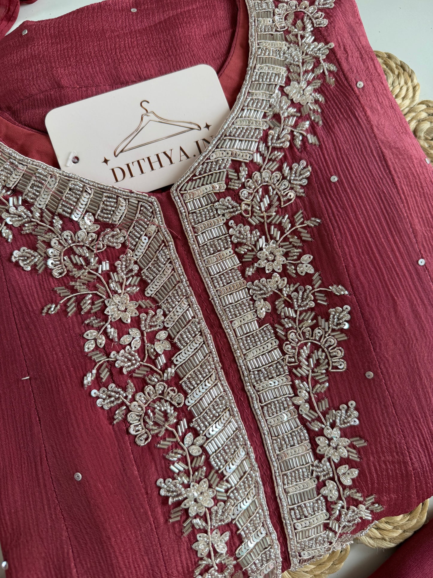 K481 - Pure Chinnon handwork Anarkali with pants and dupatta