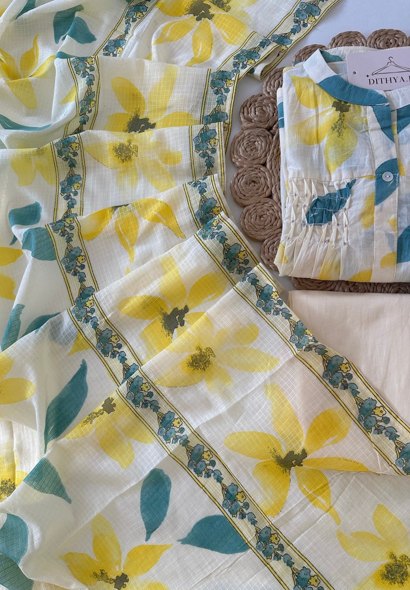 K258 - Mul cotton printed Anarkali with pants and dupatta