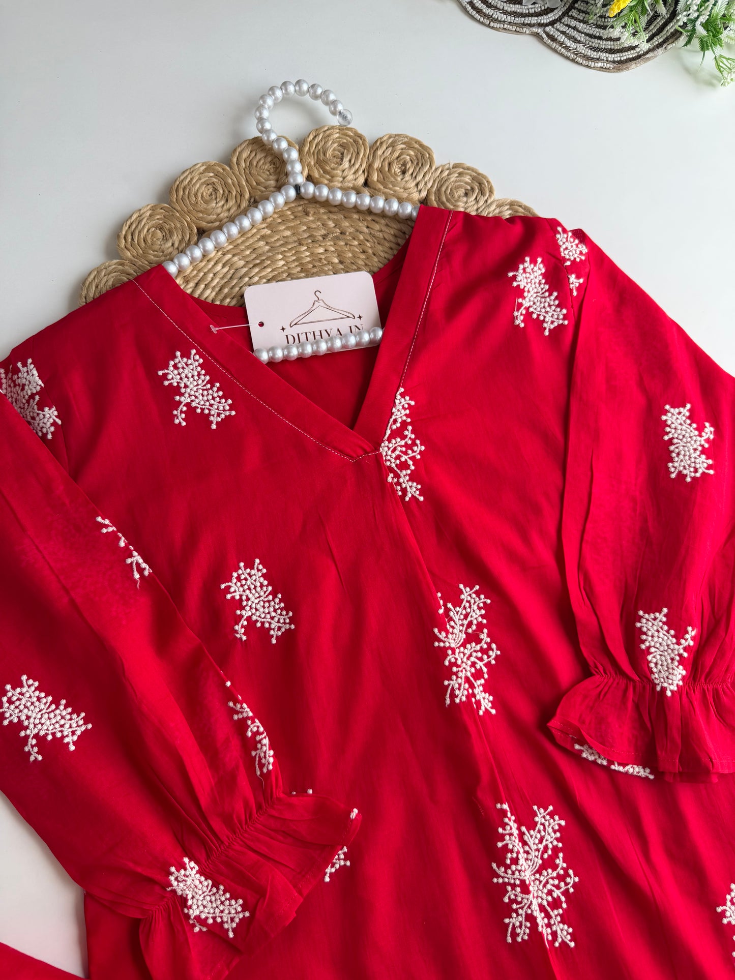 K625 - Mul chanderi embroidered coord set