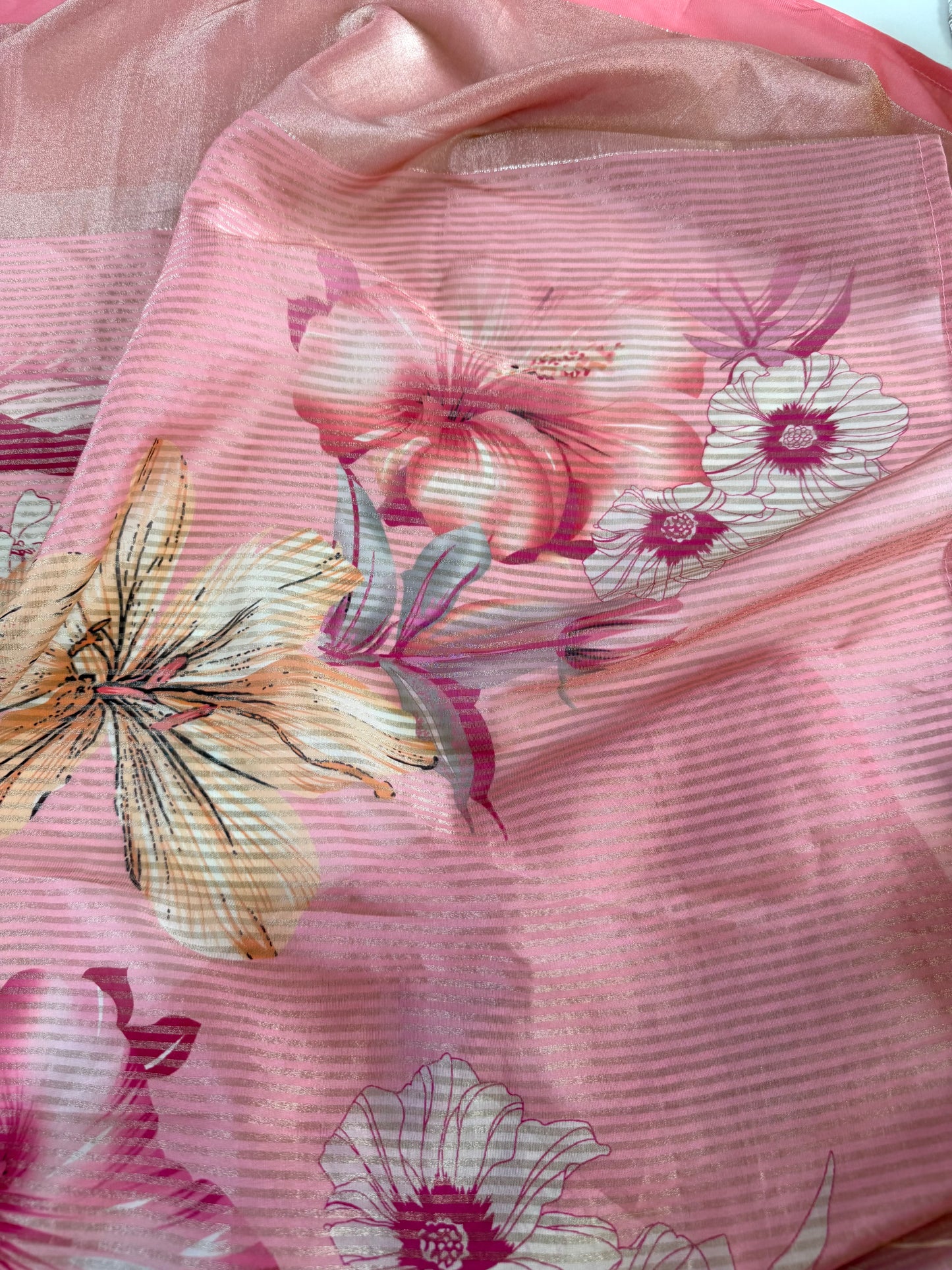 K614 - Viscose organza Floral Anarkali with pants and dupatta