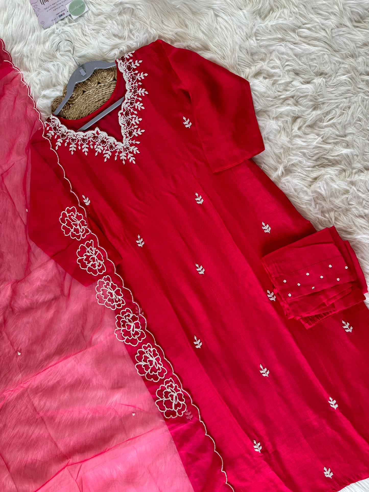 K183 - Dola silk kurti with pants and dupatta