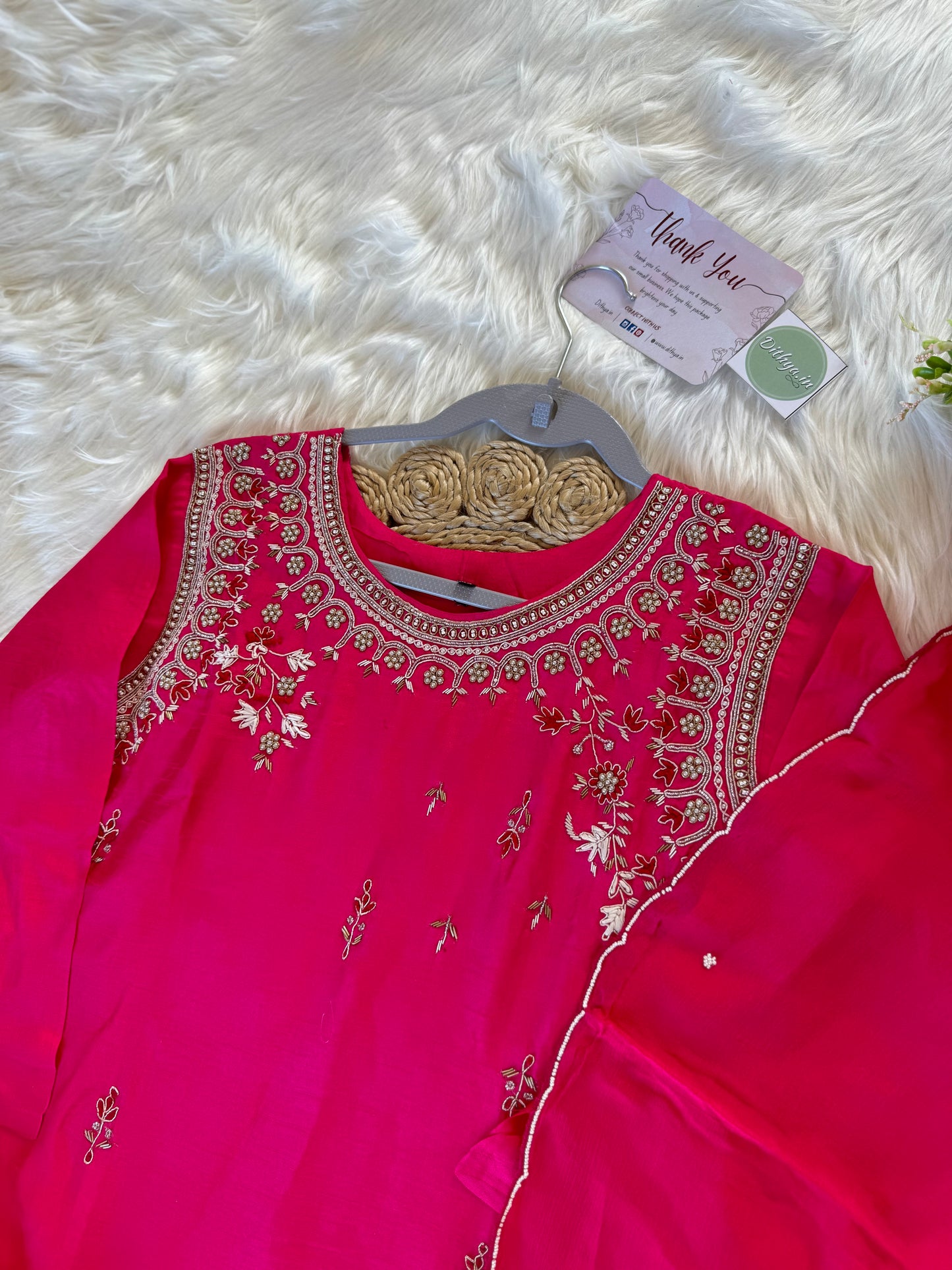 K036 - Russian silk kurti with pants and dupatta