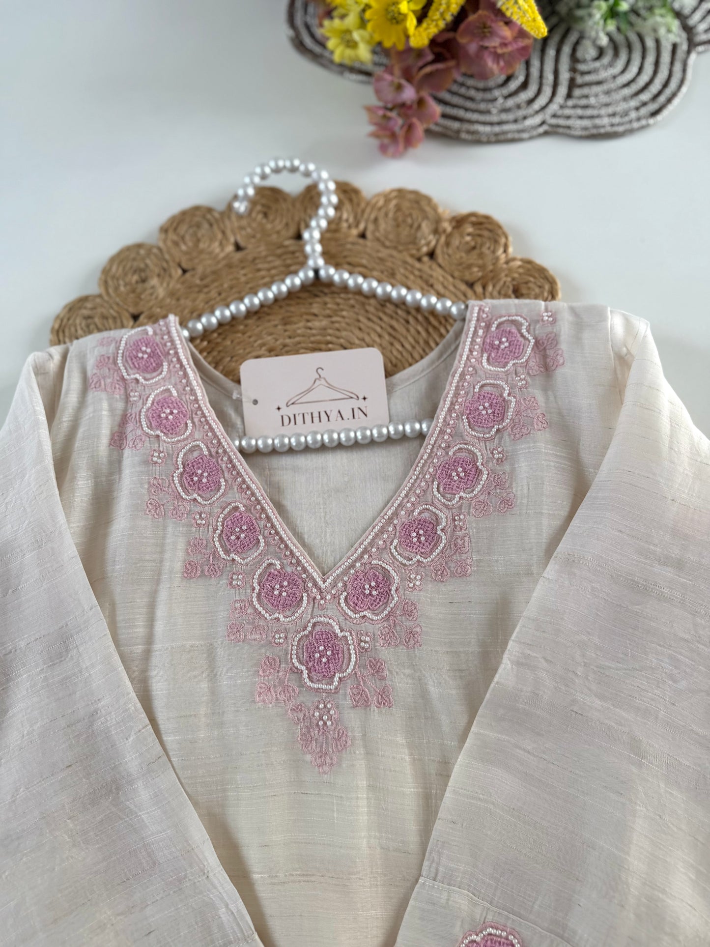 K479 - Pure linen cotton Handwork coord set