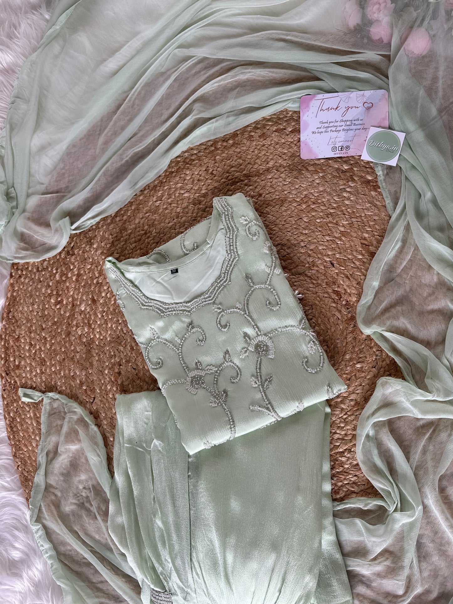 K287-Chinnon kurti with sharara and dupatta