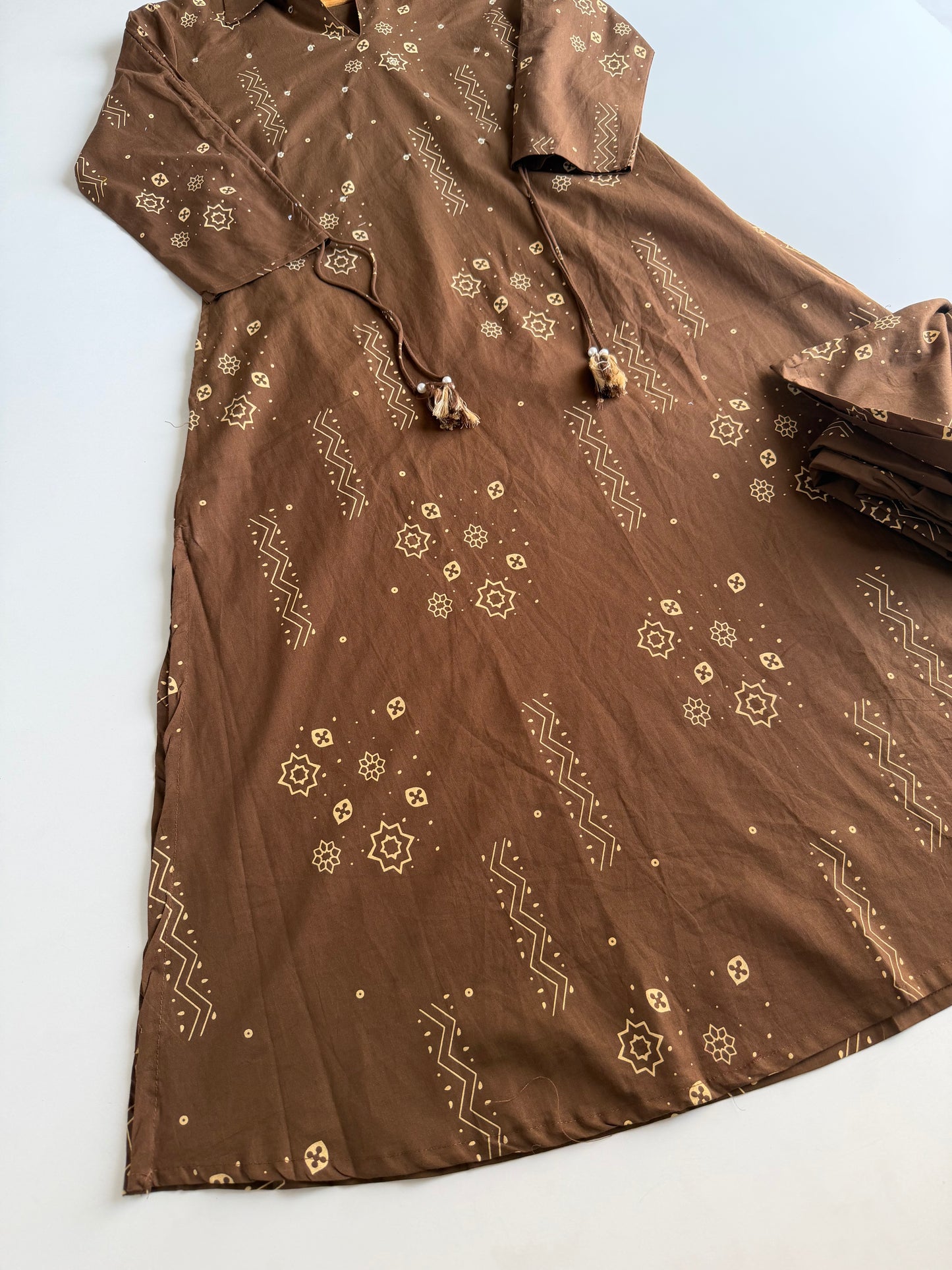 K687 - Mul cotton printed Aline Kurti with pants