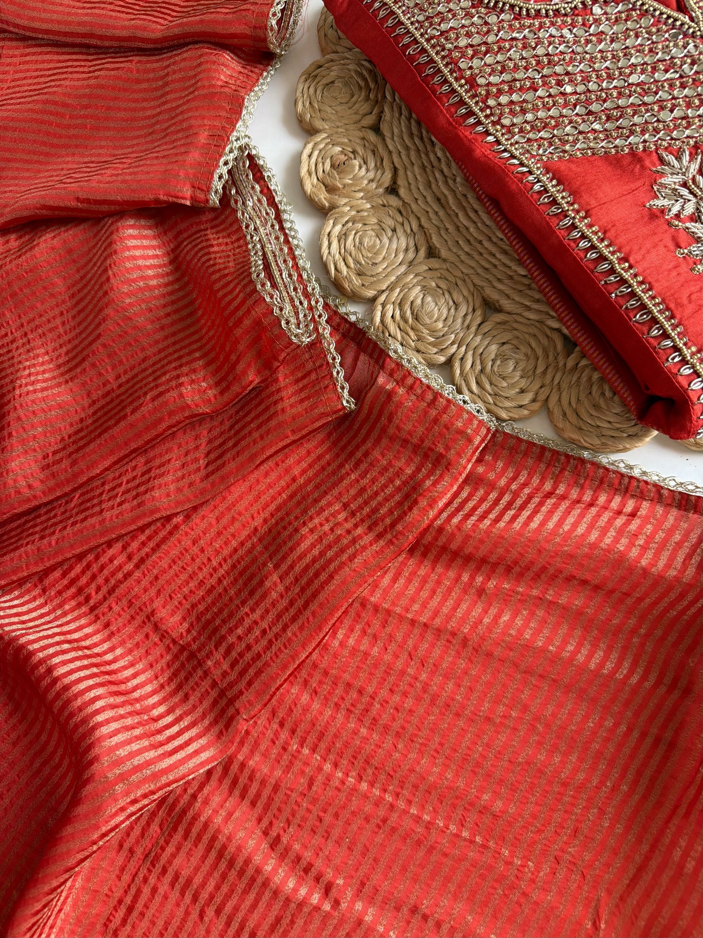 K086 - Russian silk handwork Anarkali with pants and dupatta