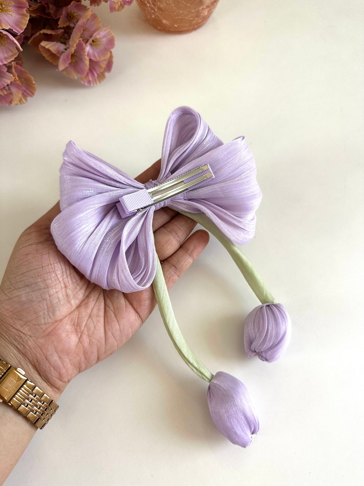 A018 - Jumbo Printed bow clip (per piece)