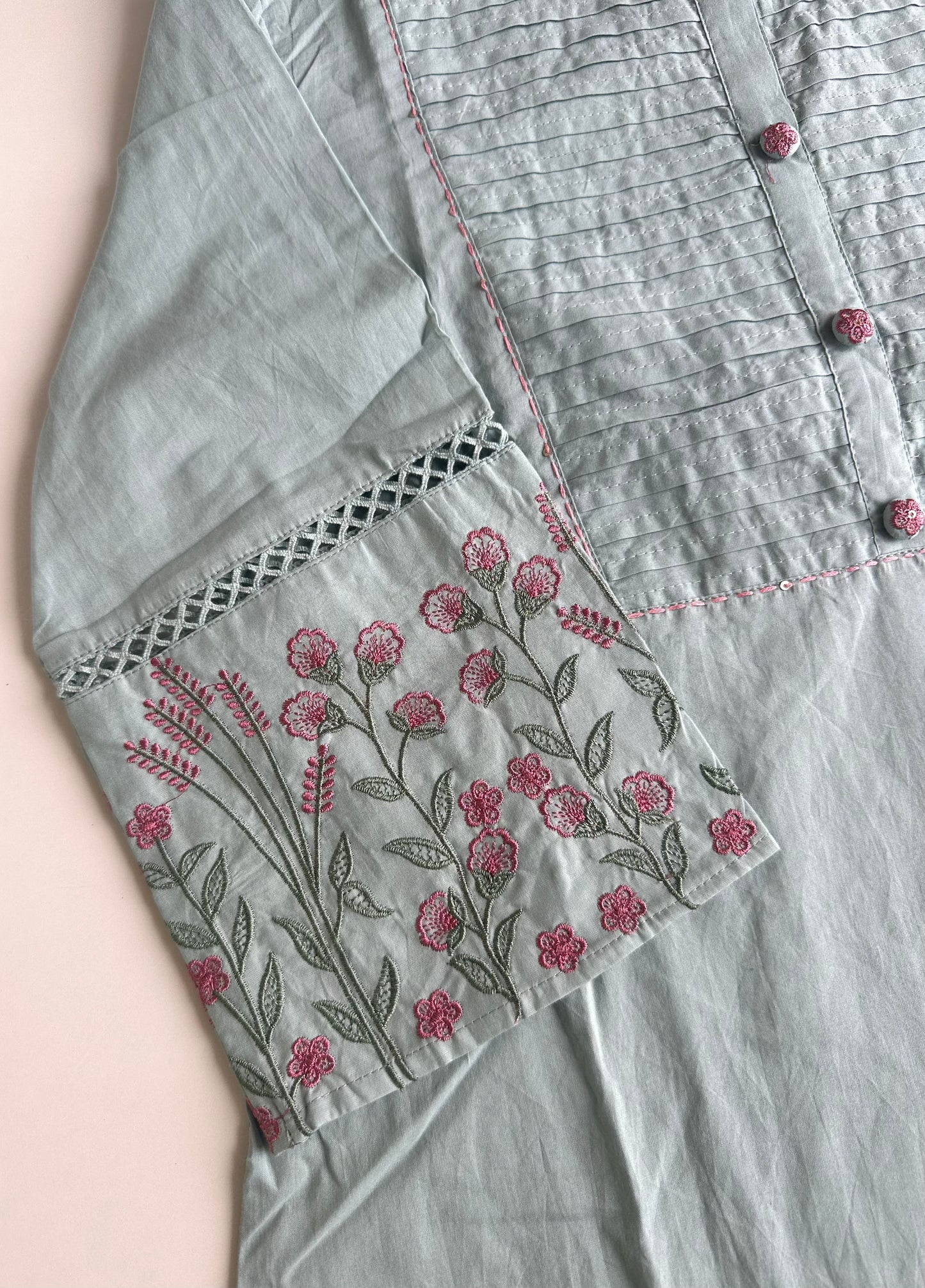 K303 - Cotton embroidered straight Kurti with pants