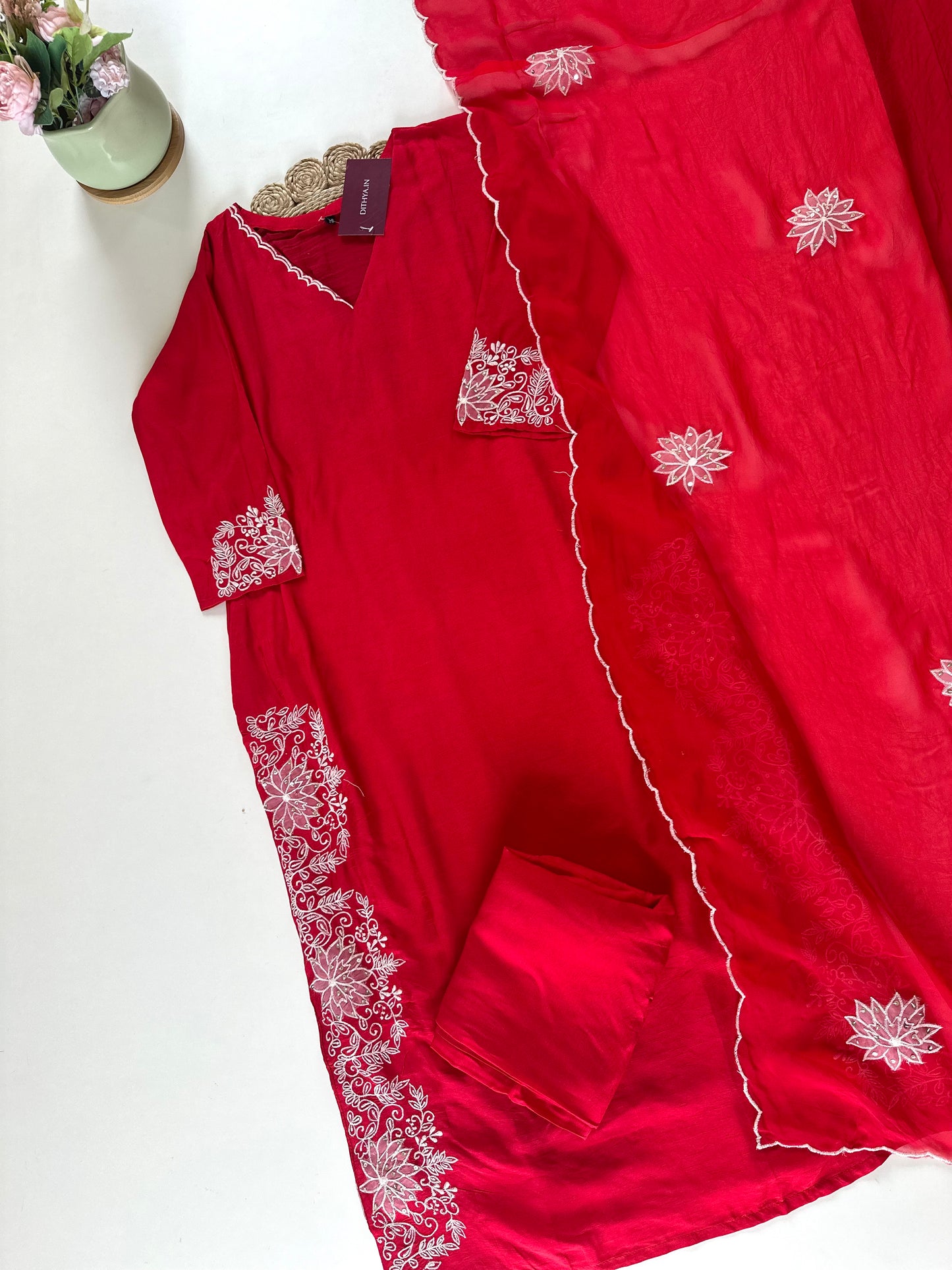 K171 - Russian silk kurti with pants and dupatta