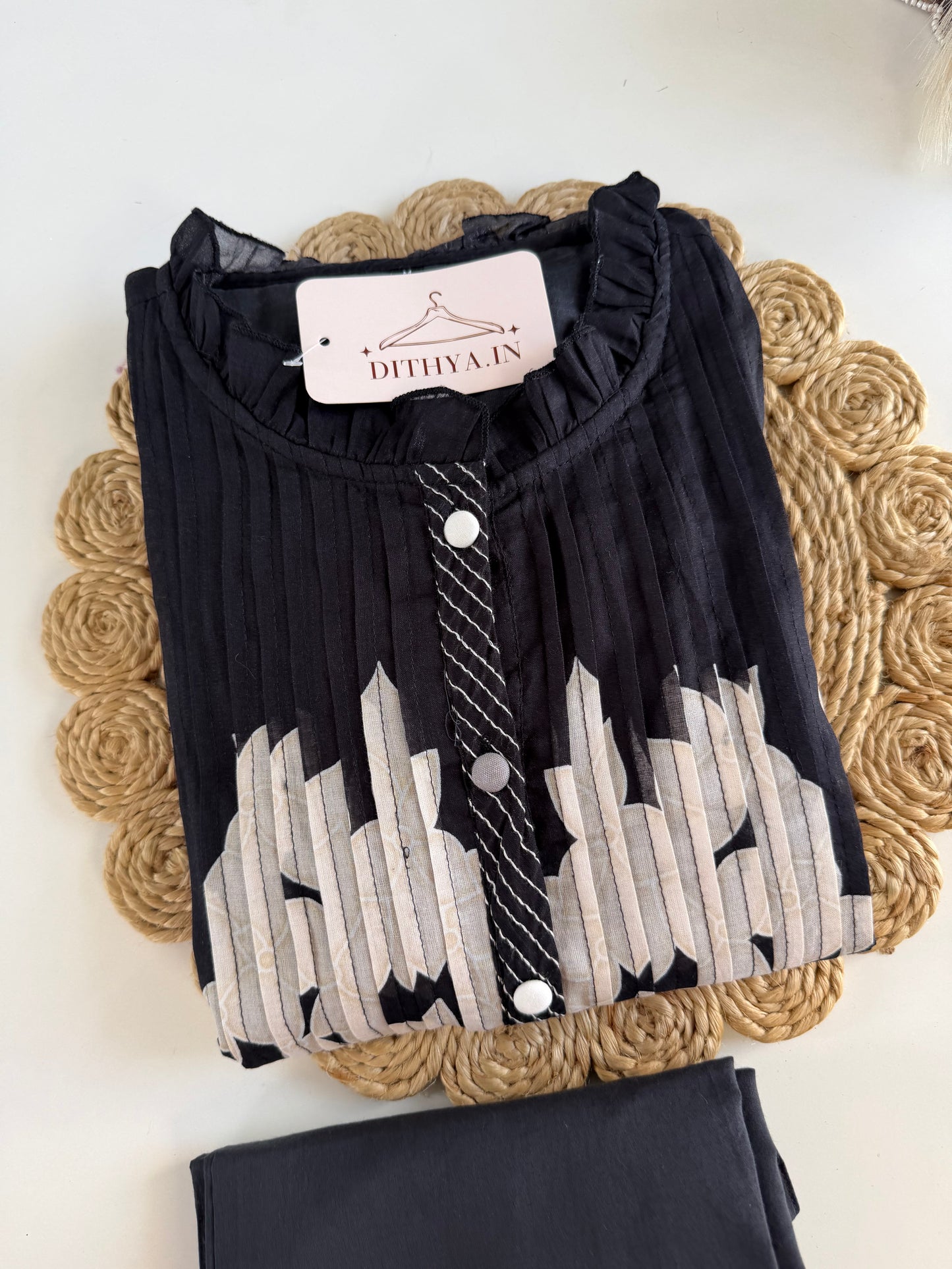 K600 - Cotton floral Aline Kurti with pants and dupatta