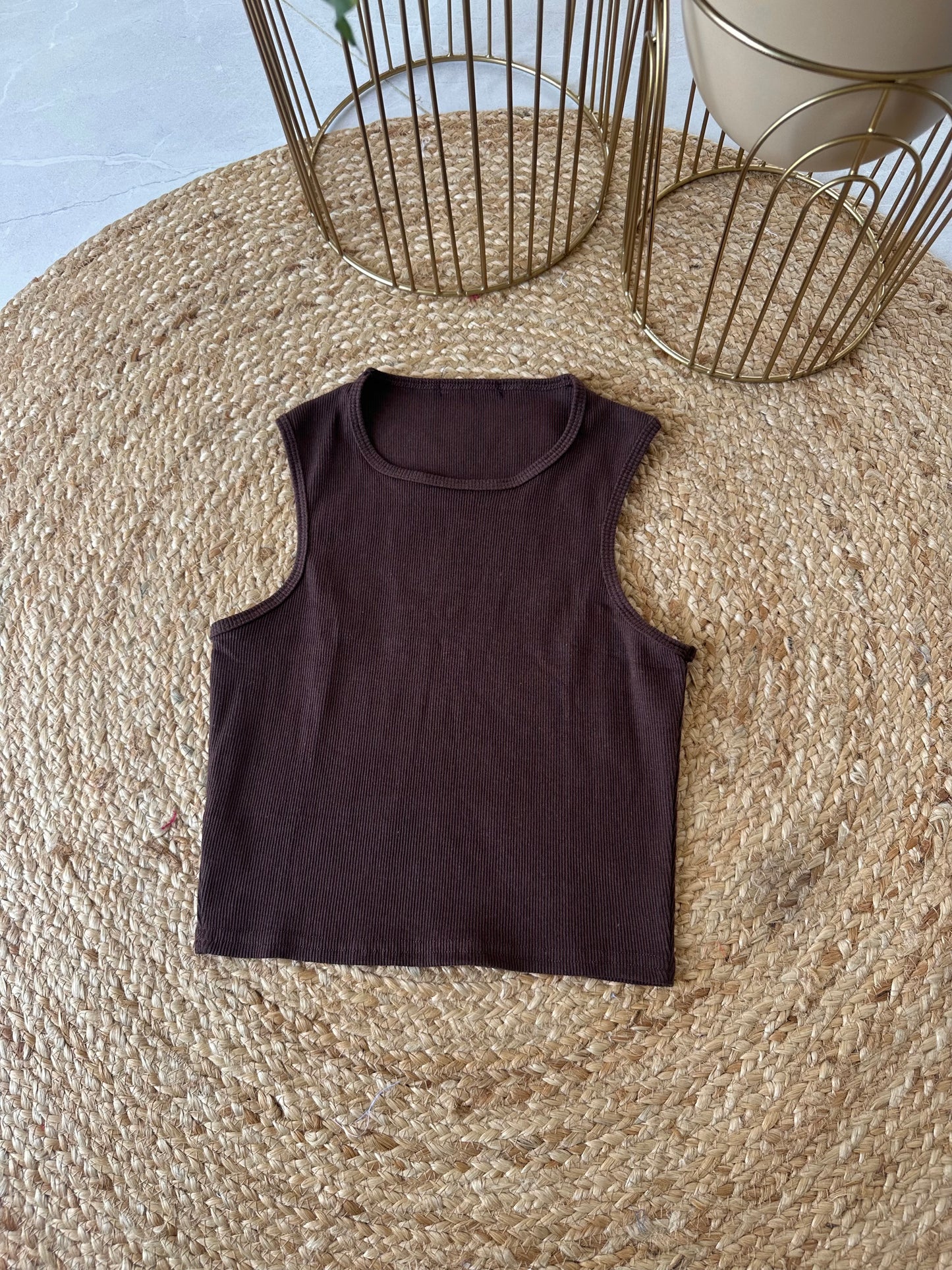 W007 - Stretchable Ribbed Tank top in 5 colours .