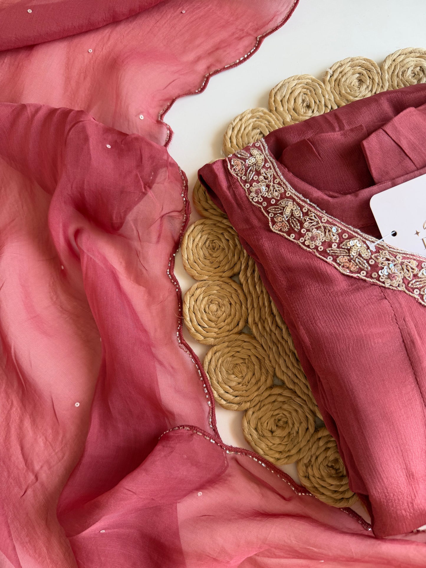 K131 - Pure Chinnon handwork Anarkali with pants and dupatta