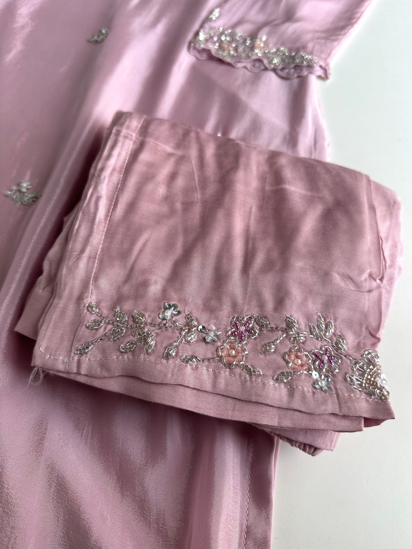 K346 - Chinnon heavy handwork Kurti with palazzo and dupatta