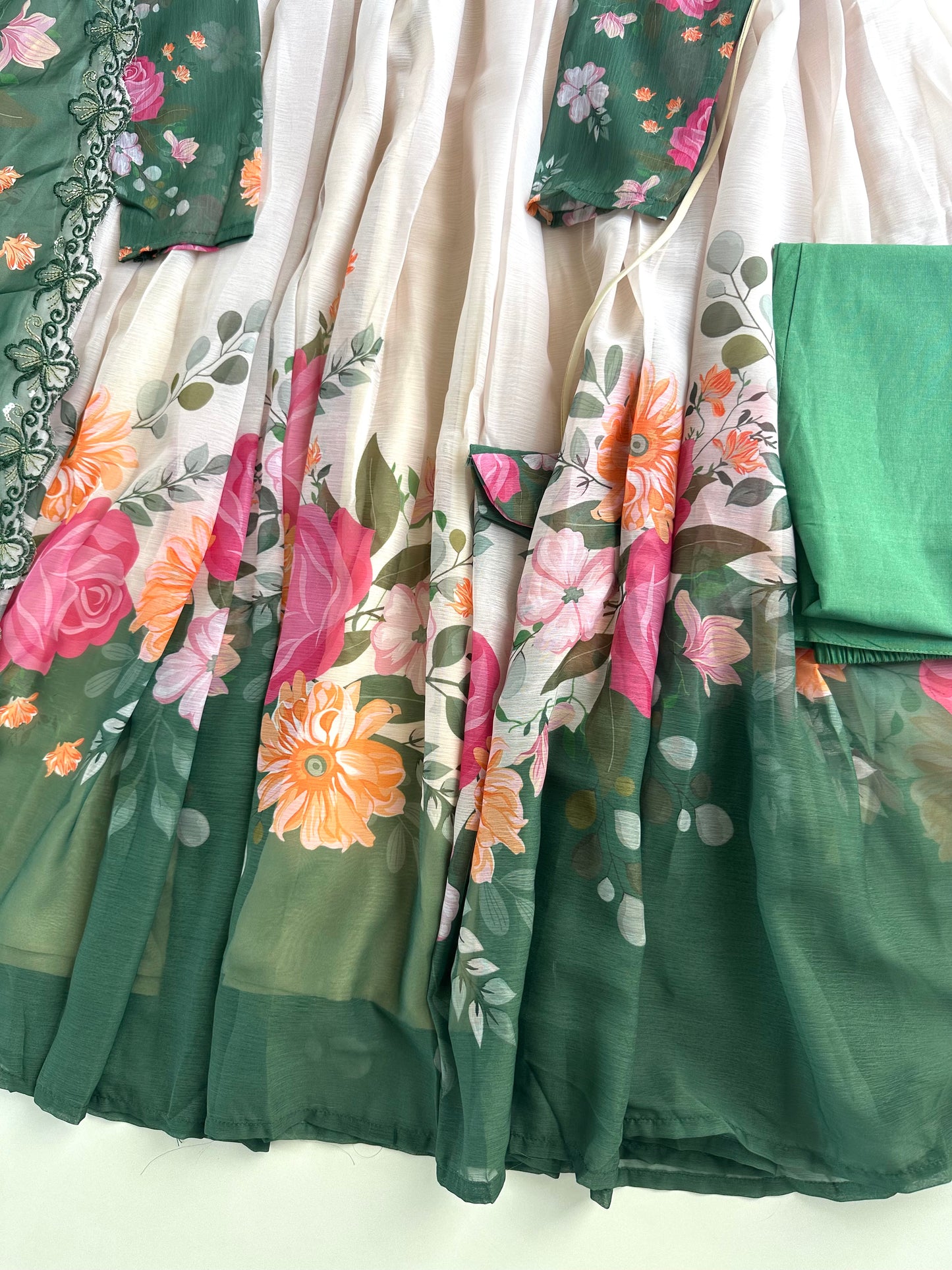 K288 - Georgette Floral Anarkali with pants and dupatta