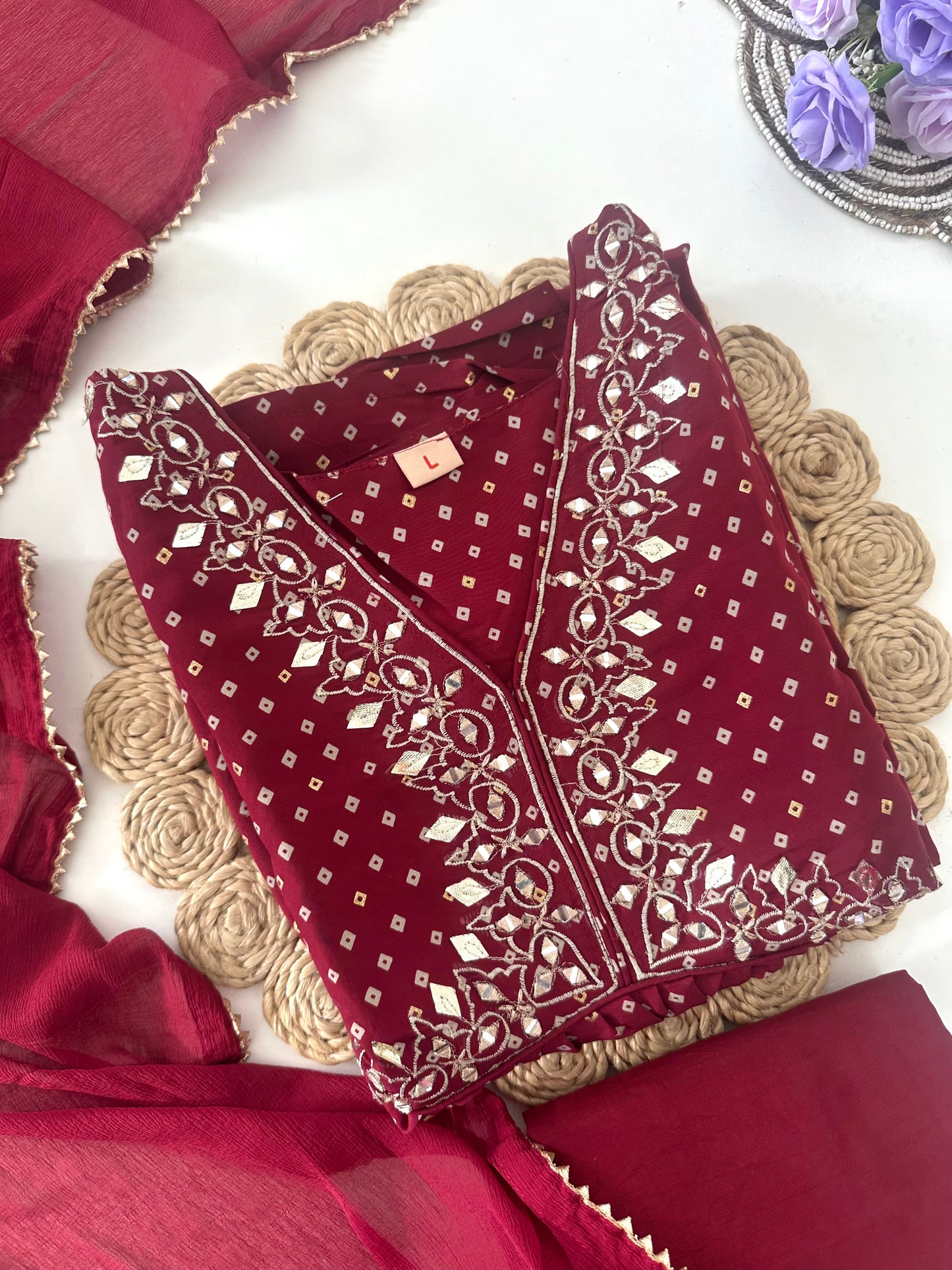 D034 -Muslin silk straight kurti with pants and dupatta