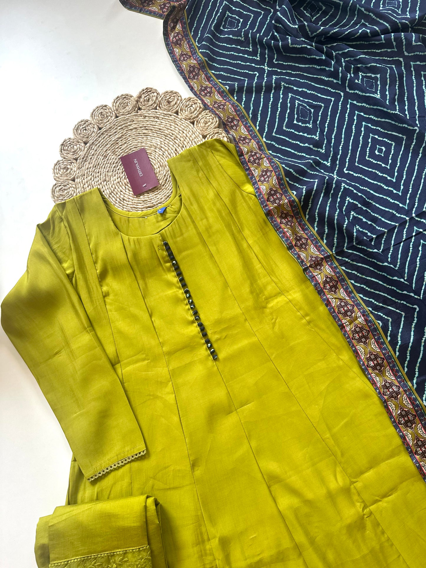 K317 - Muslin silk Anarkali with pants and printed dupatta in 3 colours .