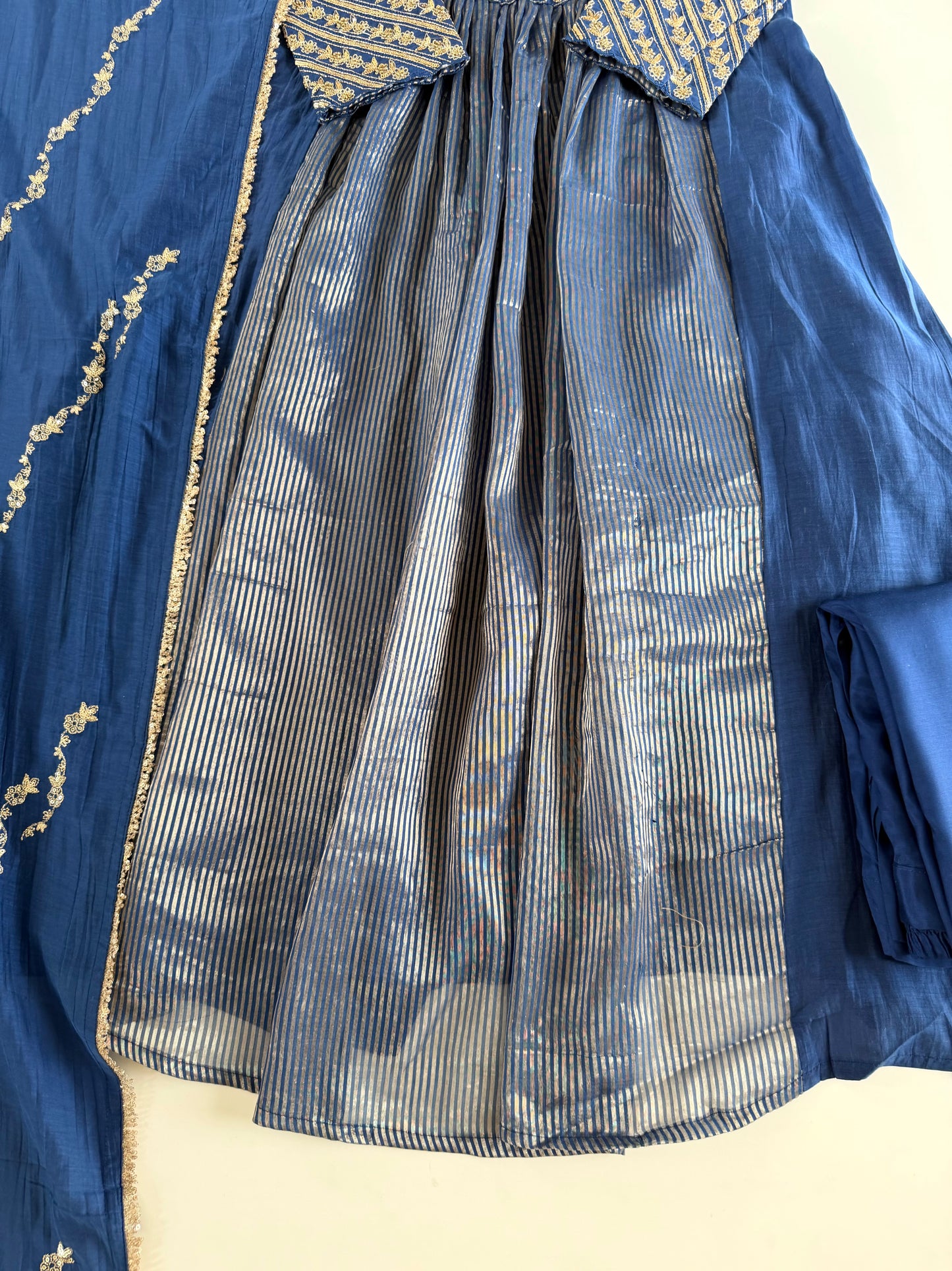 K665 - Mul chanderi Zari work Anarkali with pants and dupatta
