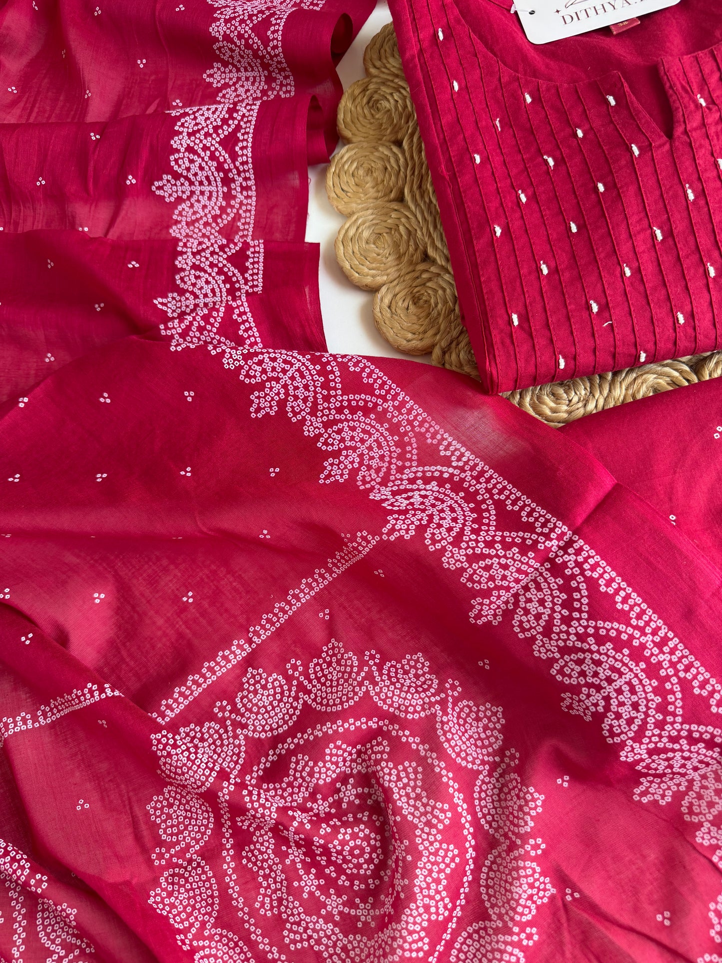 K711 - Mul cotton embroidered straight Kurti with pants and dupatta