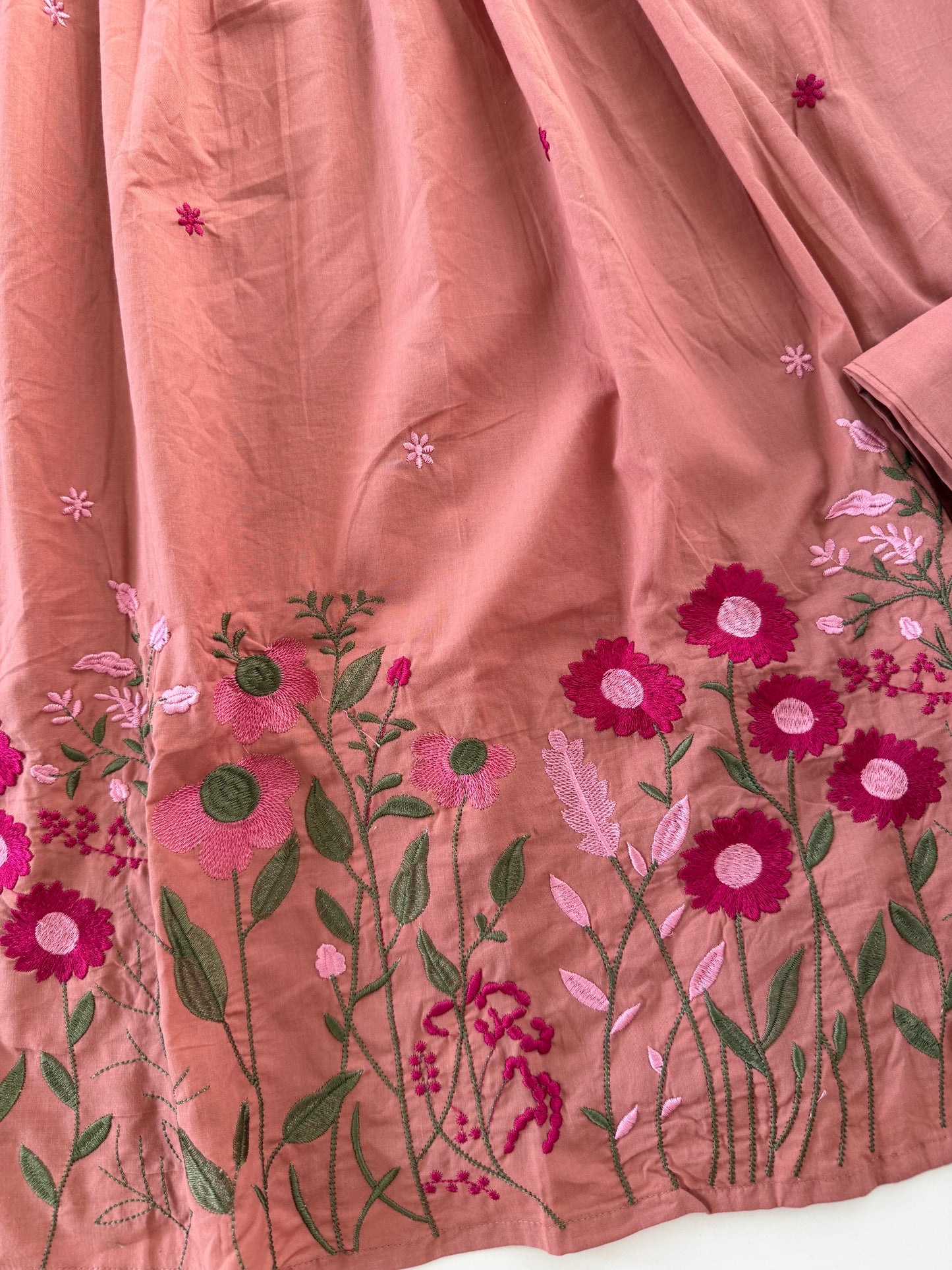 K449 - Mul cotton pintex embroidered Anarkali with pants and dupatta