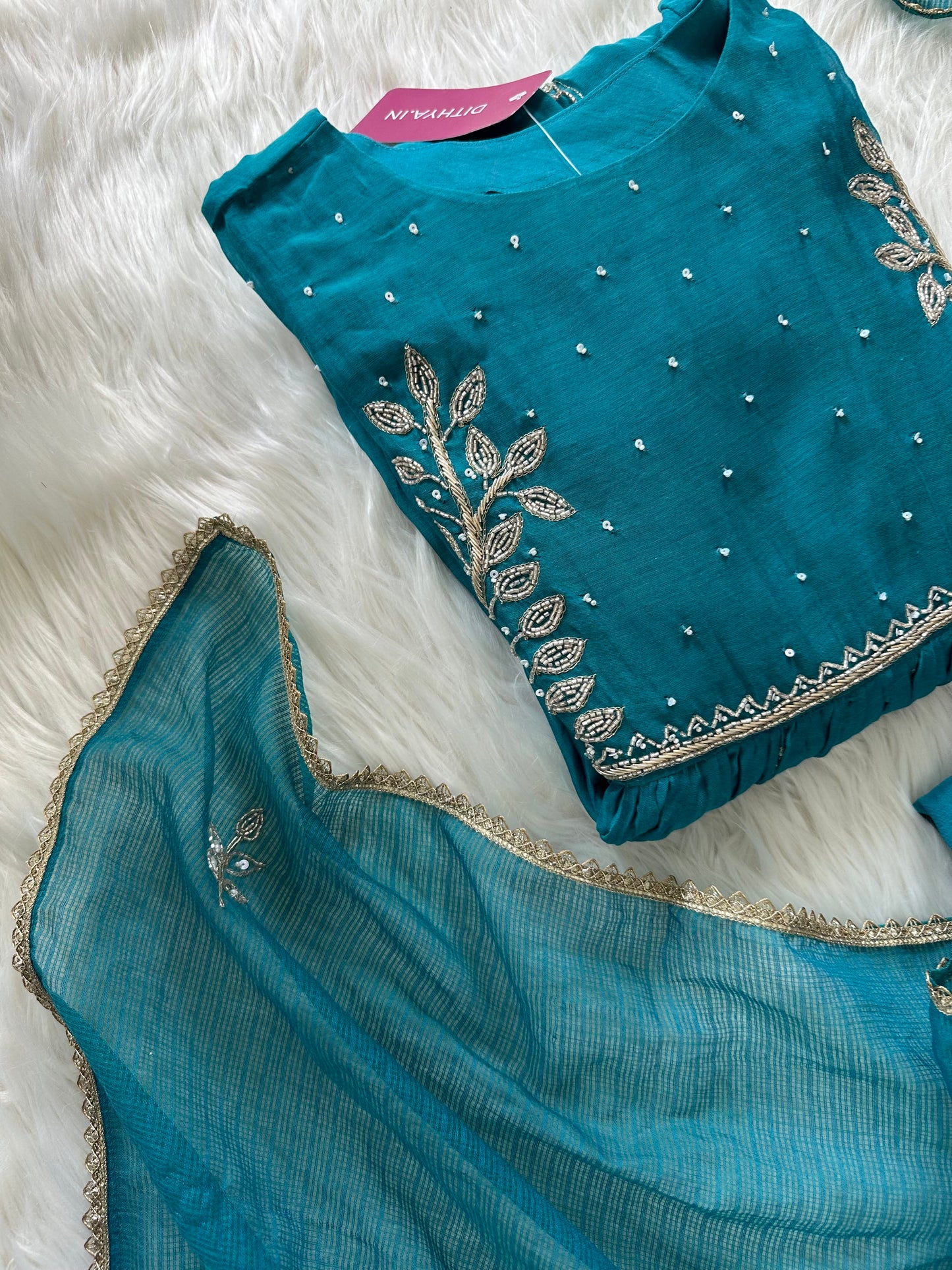 K016 - Mul Chanderi zardosi Anarkali with pants and dupatta