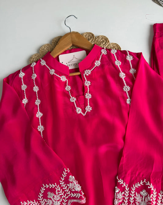 K668 - Pure crape pearl work coord set