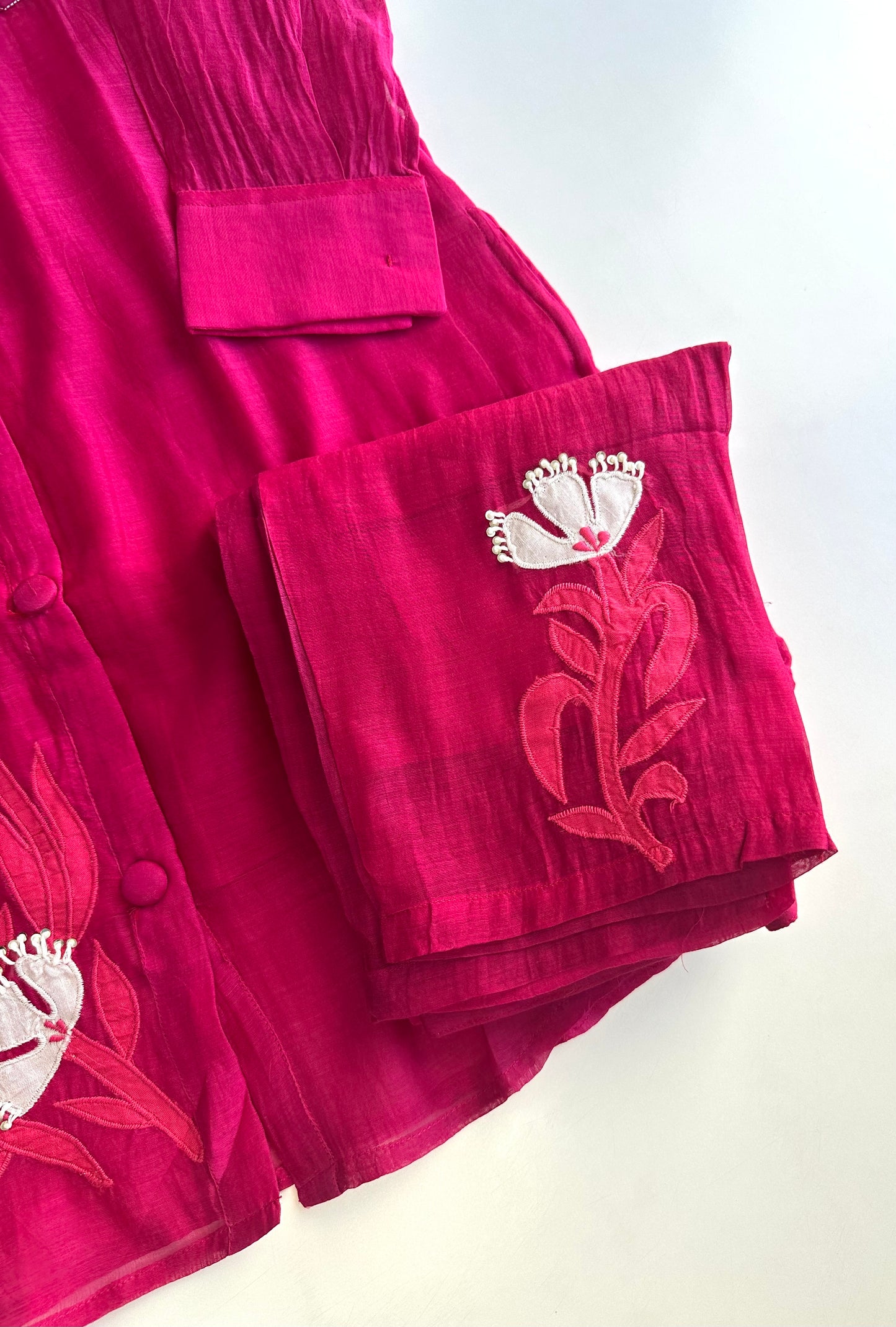 K496 - Mul Chanderi appliqué work coord set