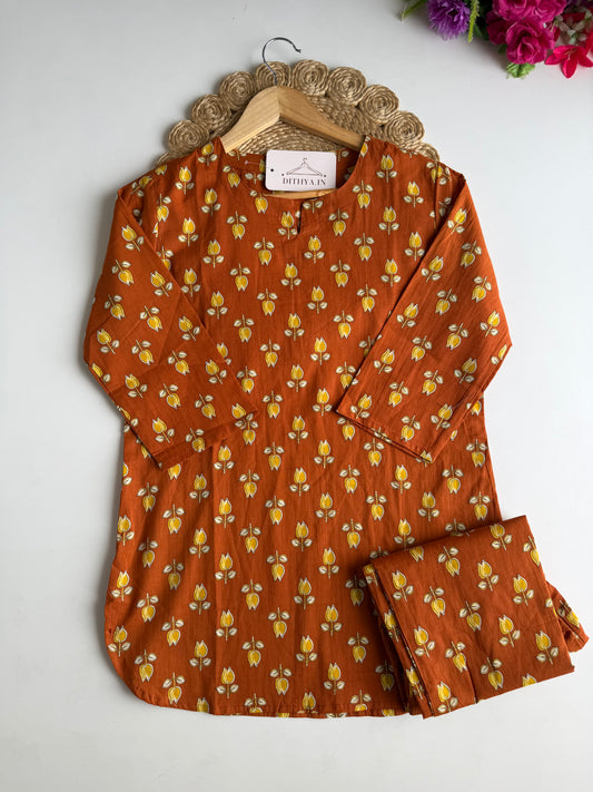 K114 - Mul cotton printed coord set