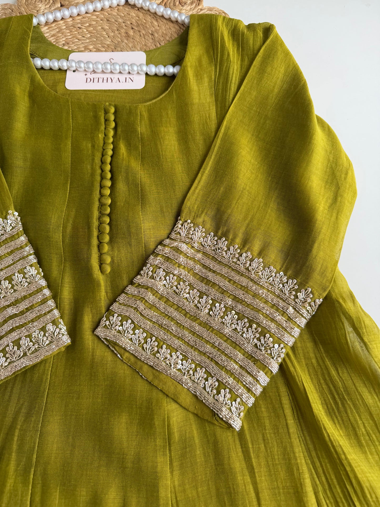 K002 - Mul chanderi handwork Anarkali with pants and dupatta