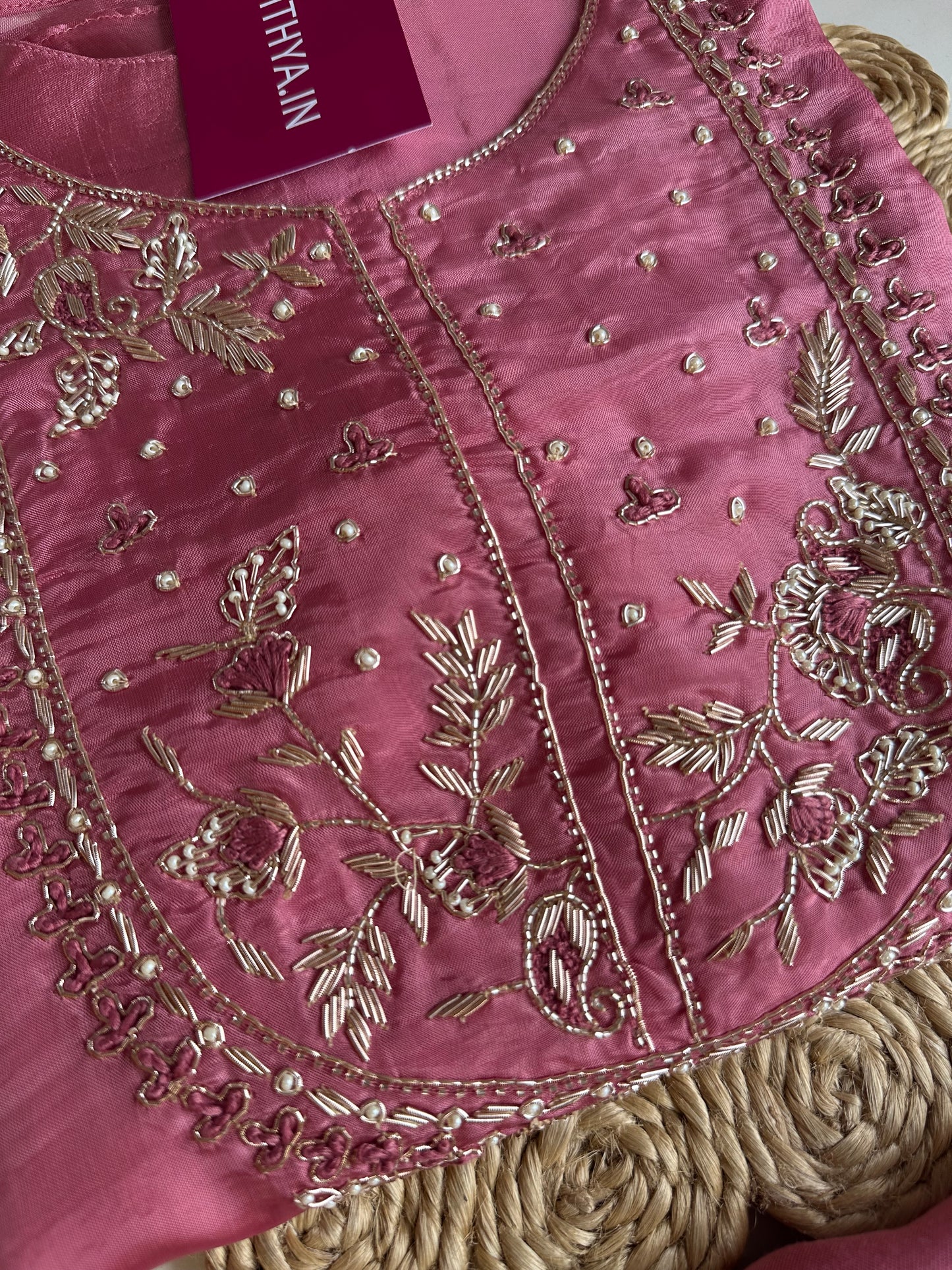 K470 - HO silk handwork Aline Kurti with pants and dupatta